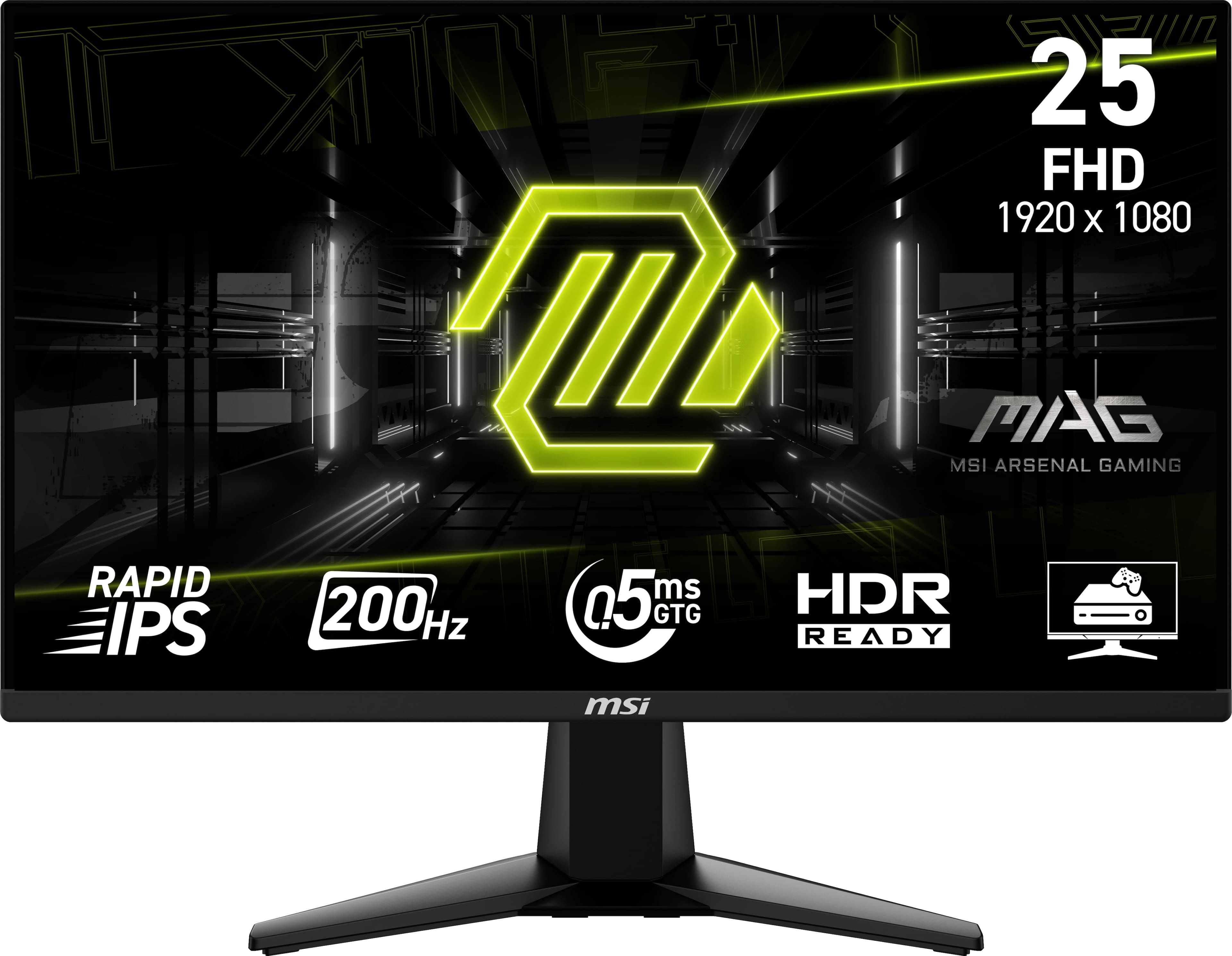 MSI - MAG 255F E20 24" Rapid IPS LCD FHD 200Hz 0.5ms Adaptive sync Gaming Monitor with HDR Ready(DisplayPort, HDMI) - Metallic Black - Front_Zoom
