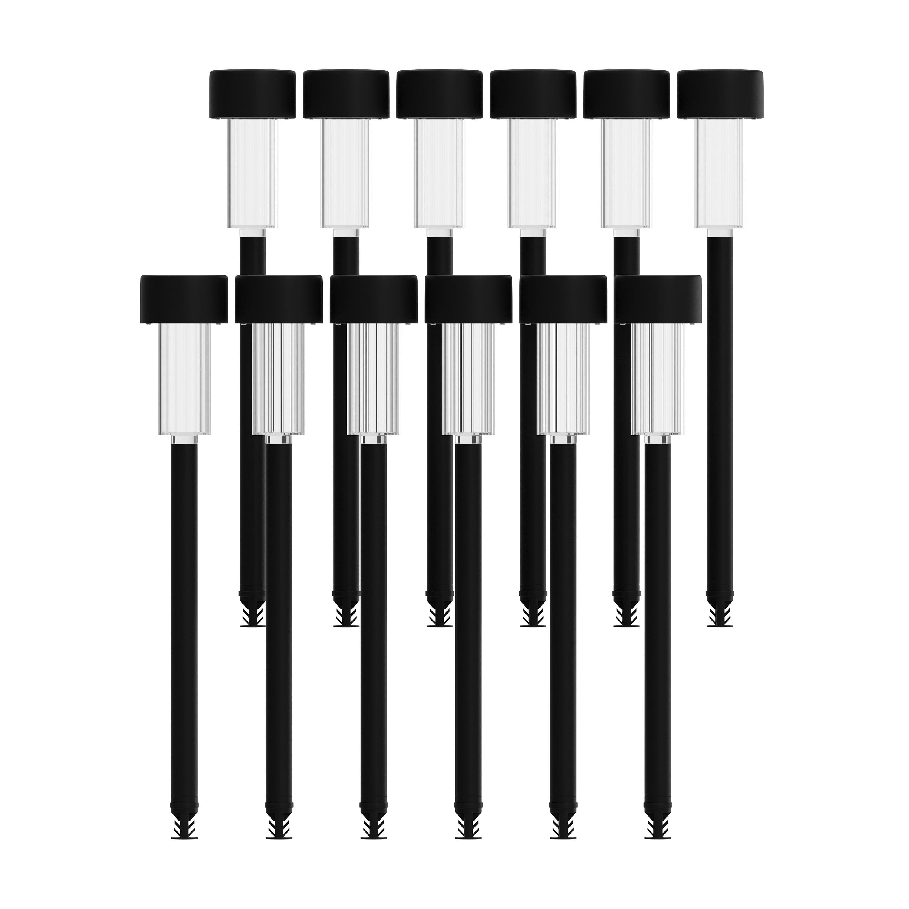Emma + Oliver - 12 Pack Solar LED Outdoor Lights, Solar Powered Landscape Lighting for Pathway, Garden, Patio, Driveway & Yard - Black price history on PriceWatchPro