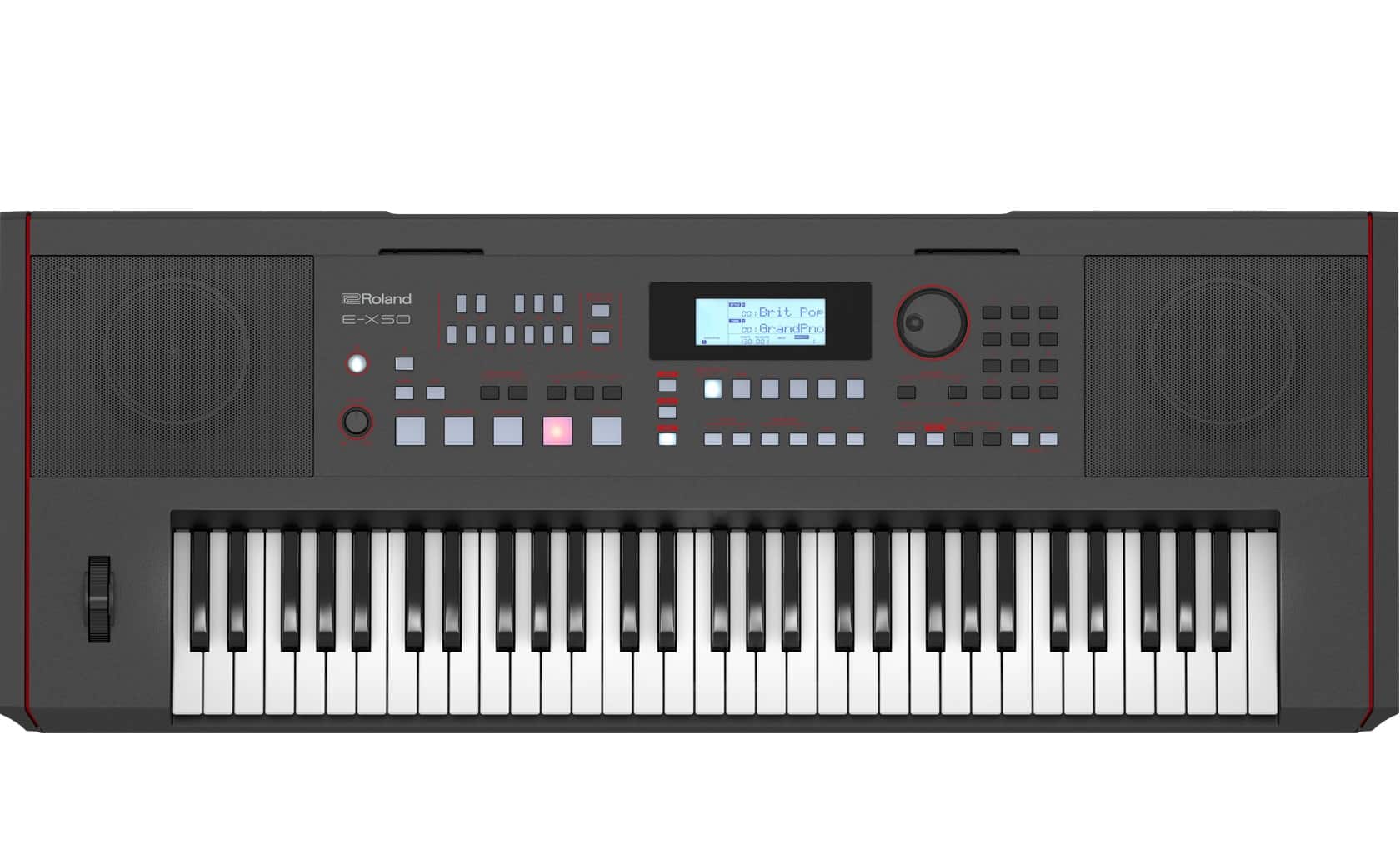 Front. Roland - E-X50 Arranger Full-Size Keyboard with 61 Keys - Black.