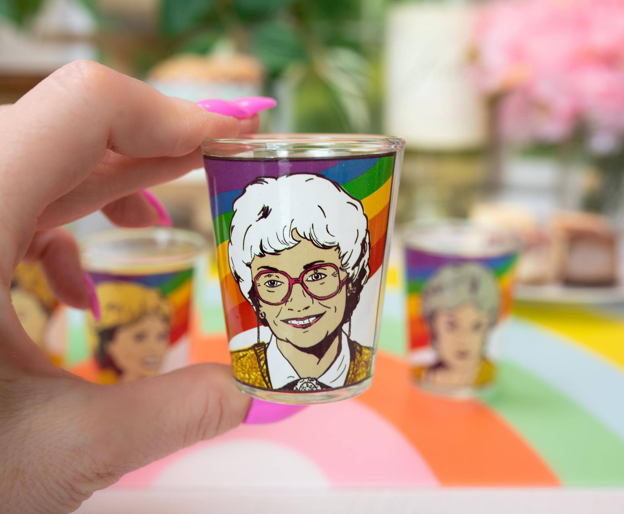 Alt View 10. Silver Buffalo - The Golden Girls Rainbow 1.5-Ounce Mini Glasses | Set of 4 - Gold.