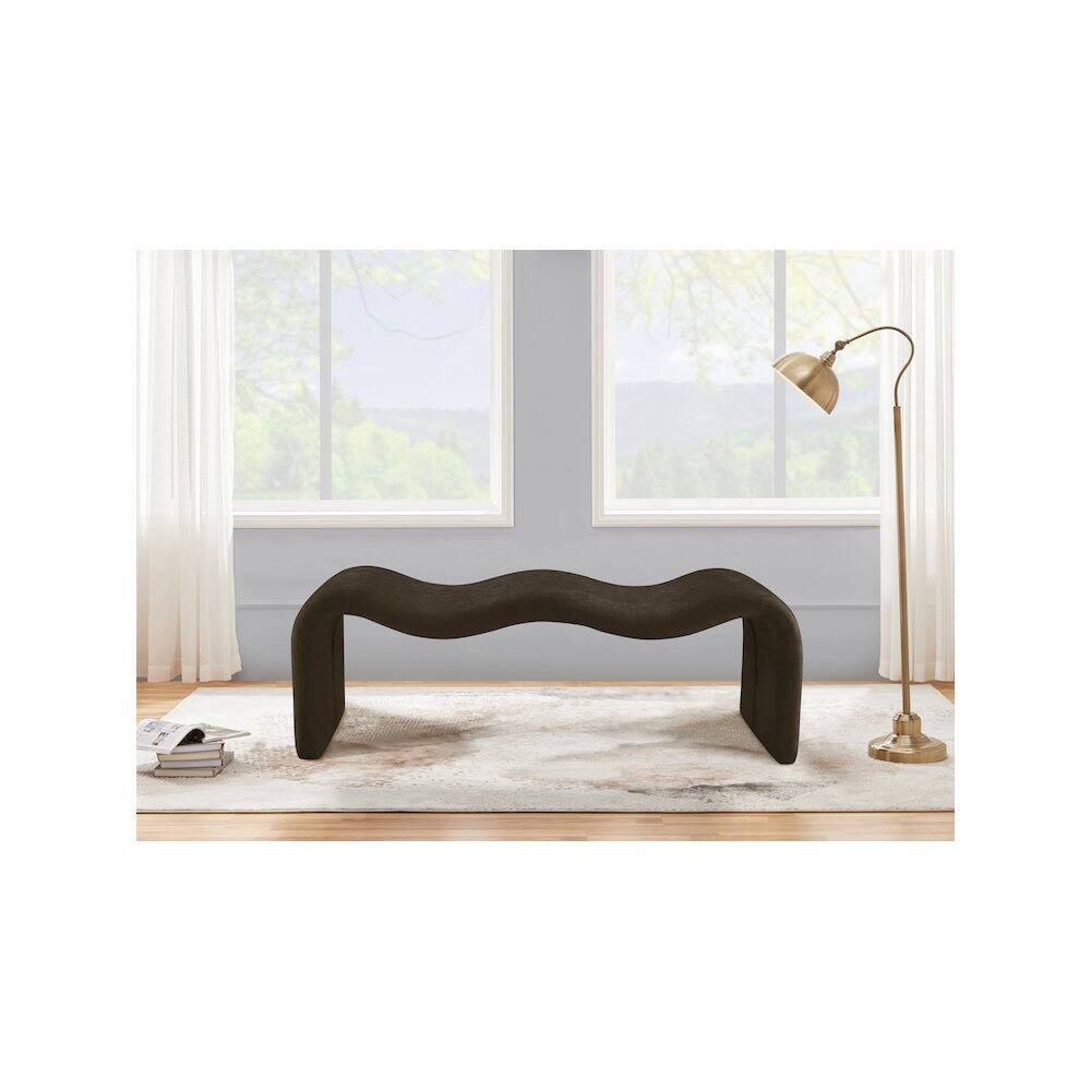 Alt View 1. Meridian Furniture - Willow Brown Chenille Fabric Bench - Brown.