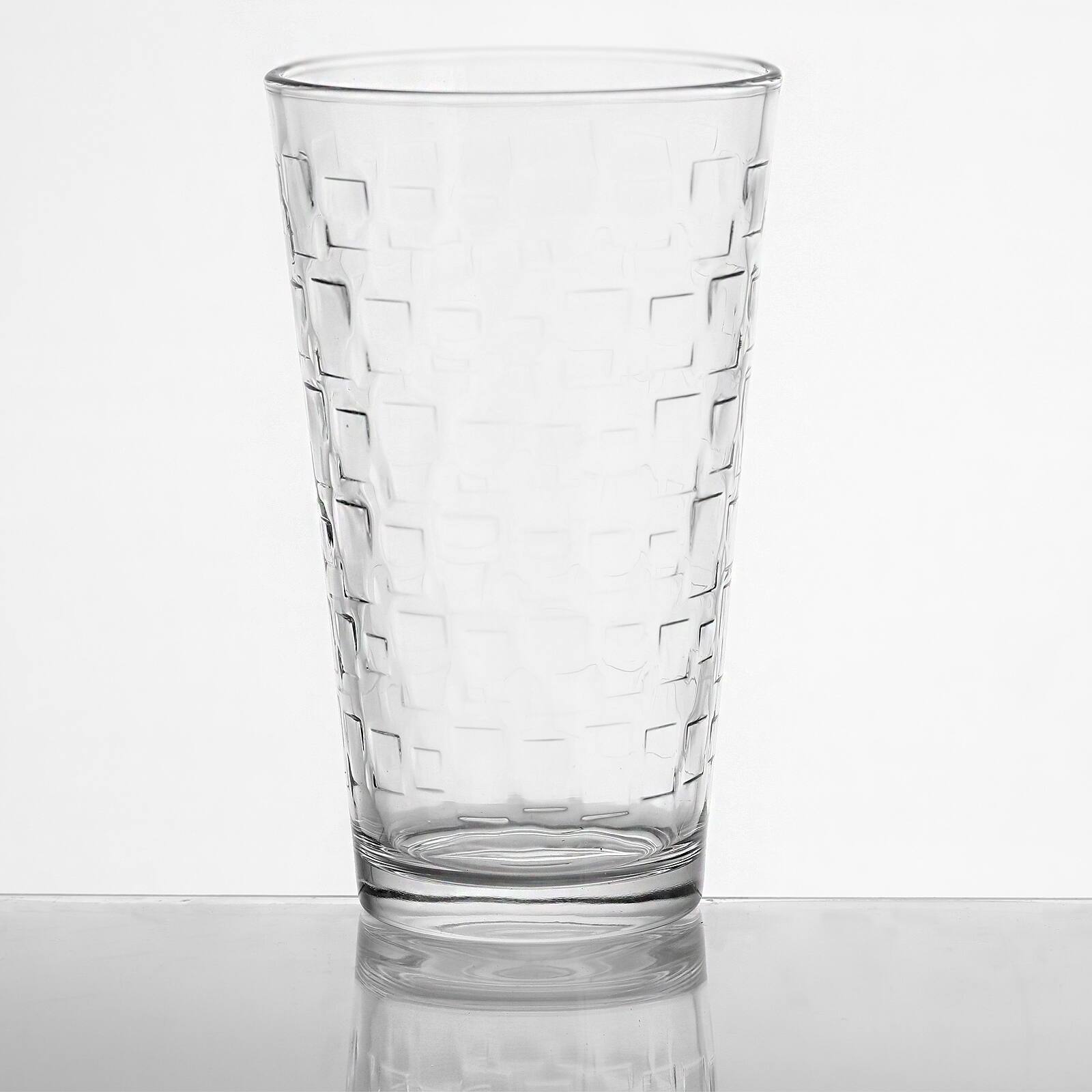 Alt View 4. Gibson - Gibson Home Great Foundations 4-Piece 16 oz. Tumbler Set, Square Pattern - Clear.