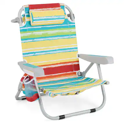 Front. Costway - Costway 1 PCS Folding Beach Chair for Adult Lightweight Aluminum Camping Chair with Storage Bag - Multicolor.