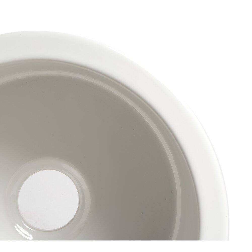 Alt View 2. Alfi - ALFI brand White Round 18 x 18 Undermount / Drop In Fireclay Prep Sink - White.