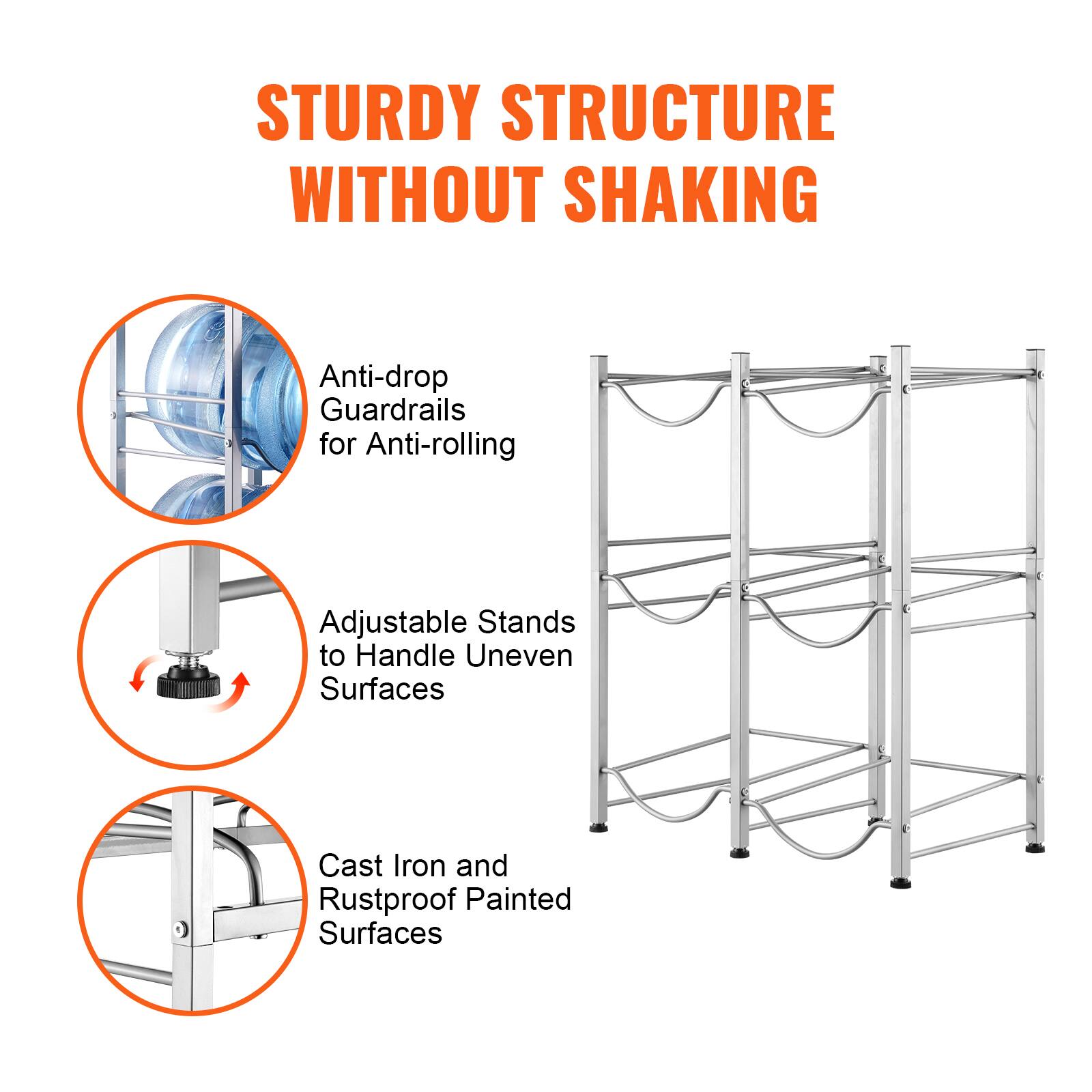 STURDY STRUCTURE WITHOUT SHAKING

- Anti-drop Guardrails for Anti-rolling
- Adjustable Stands to Handle Uneven Surfaces
- Cast Iron and Rustproof Painted Surfaces