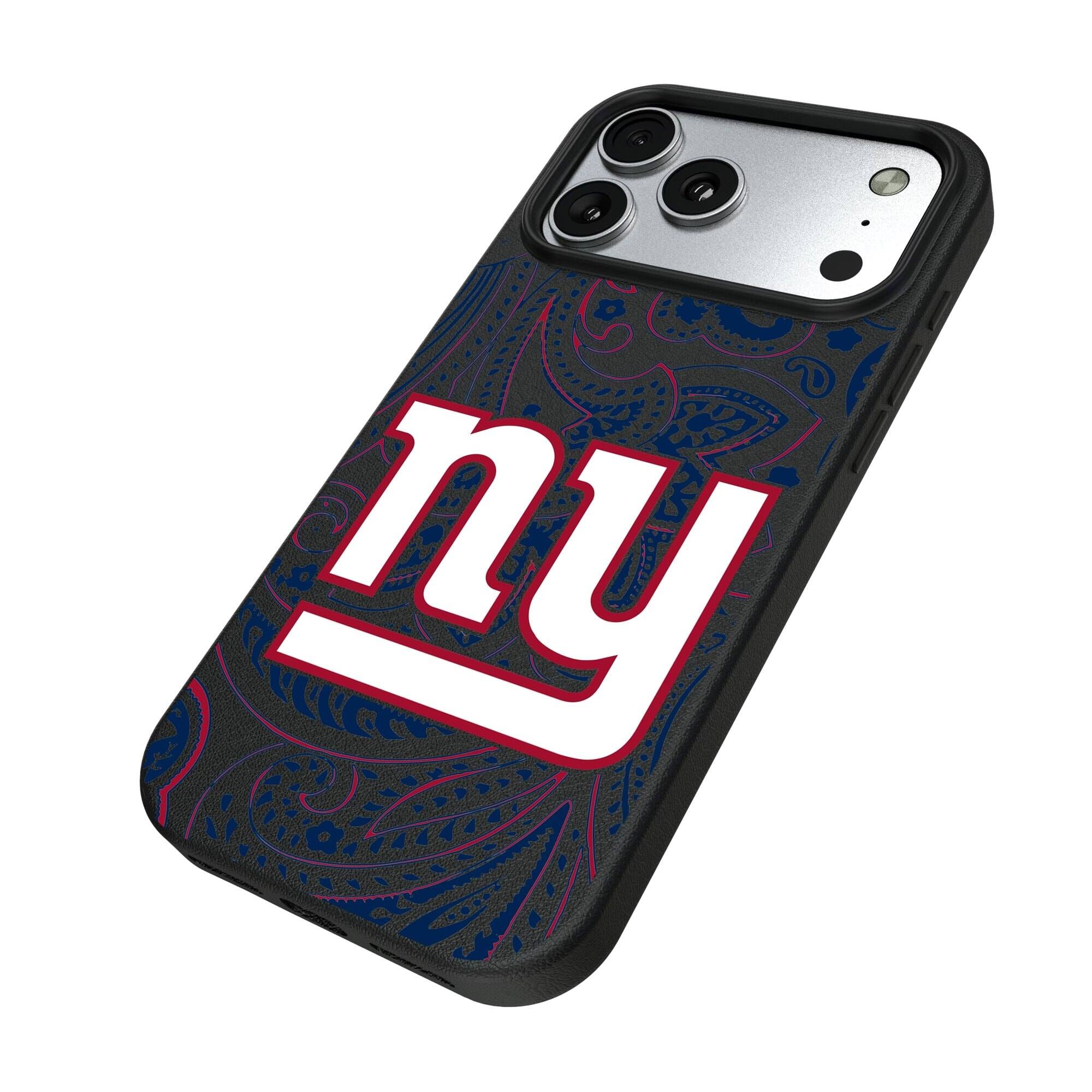 Alt View 1. Keyscaper - New York Giants Paisley iPhone Magnetic Bump Case - 16 Pro - Black.