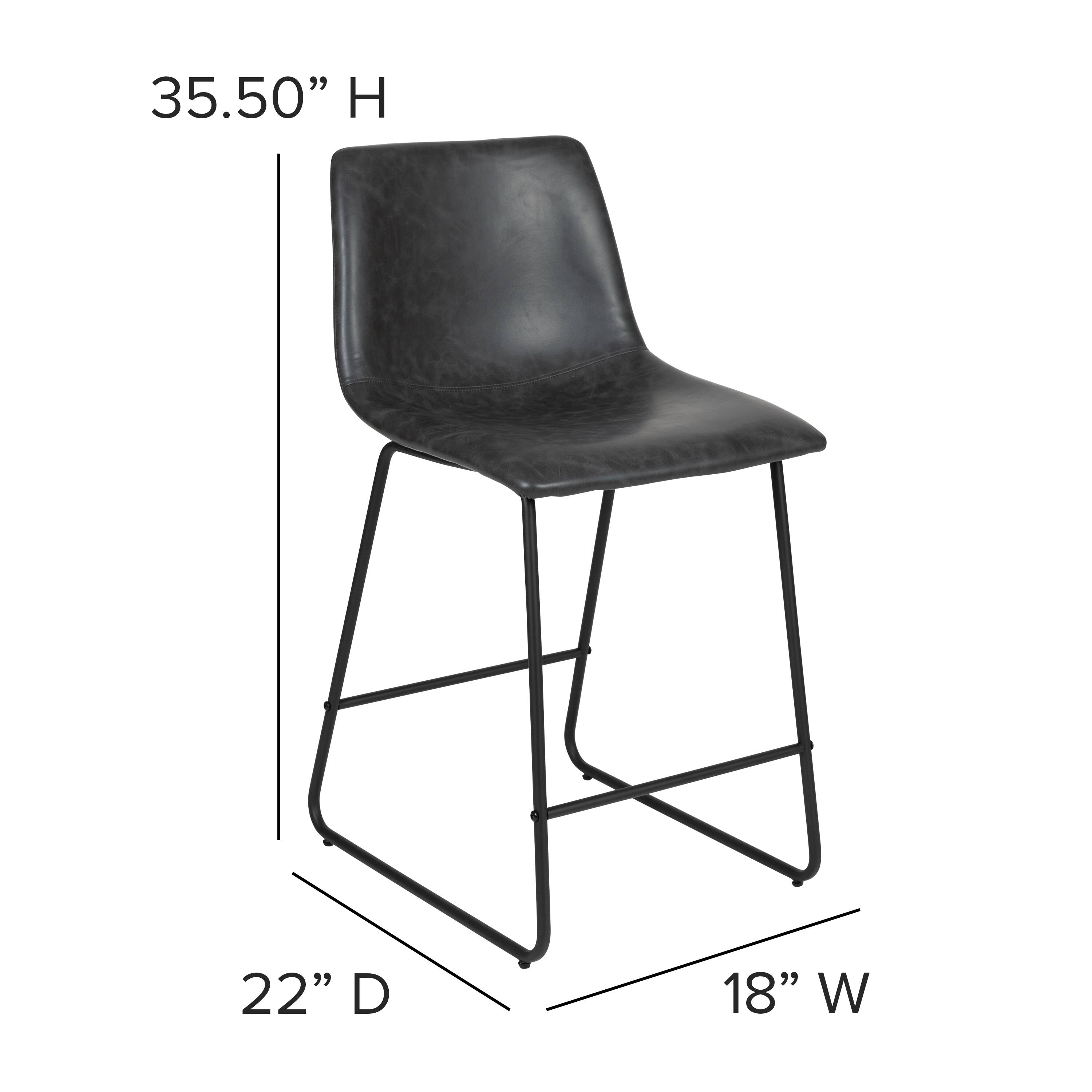 Alt View 13. Alamont Home - Reagan Set of 2 Kitchen Counter Height Stool - 24 Inch Gray LeatherSoft Barstool - Gray.