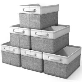 Sorbus - 6 Pack 15 inch Collapsible Storage Bins with Handles - Perfect for Home Storage & Organization - Gray White