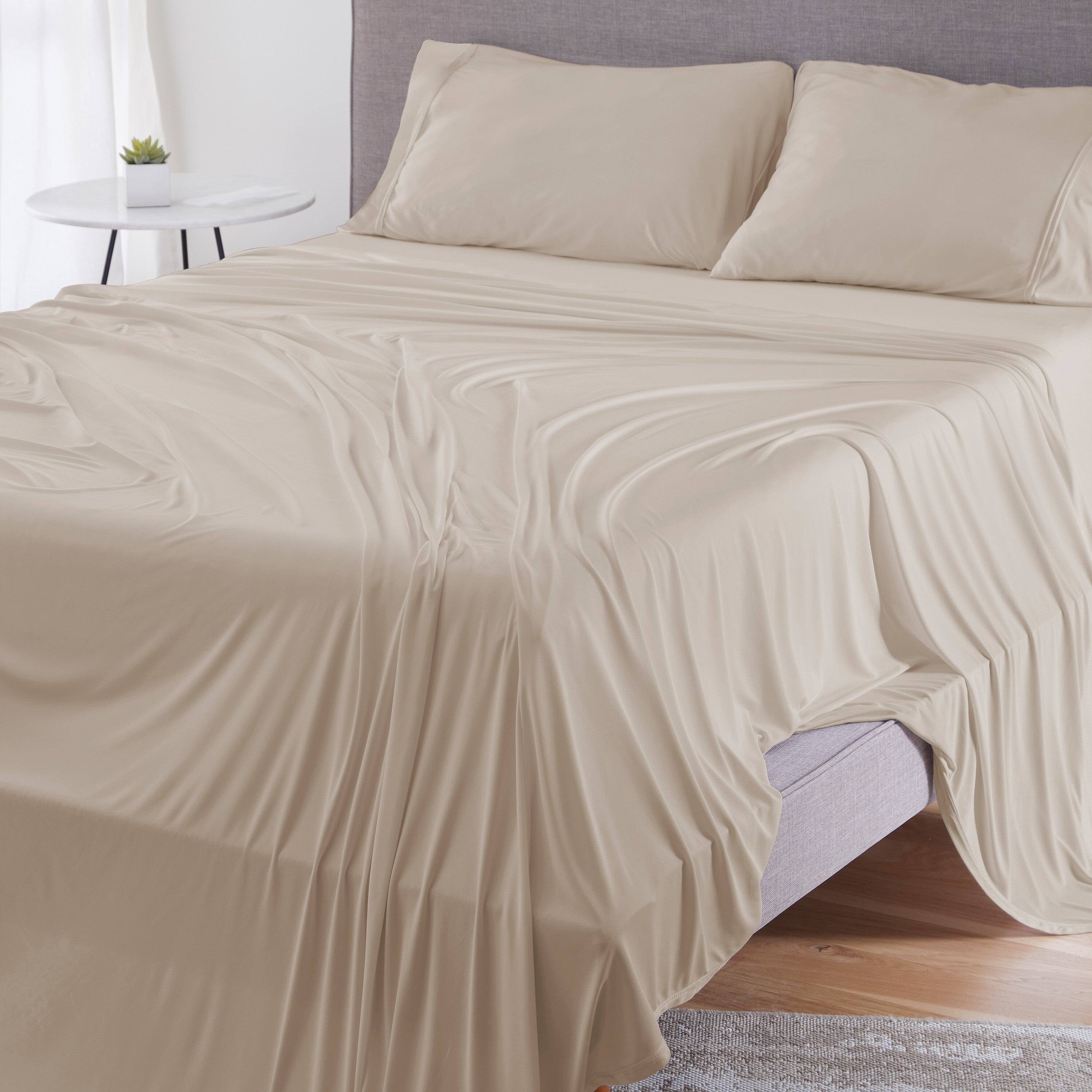 Angle. Bedgear - Dri-Tec Pillowcase Set - Medium Beige, King - medium-beige.