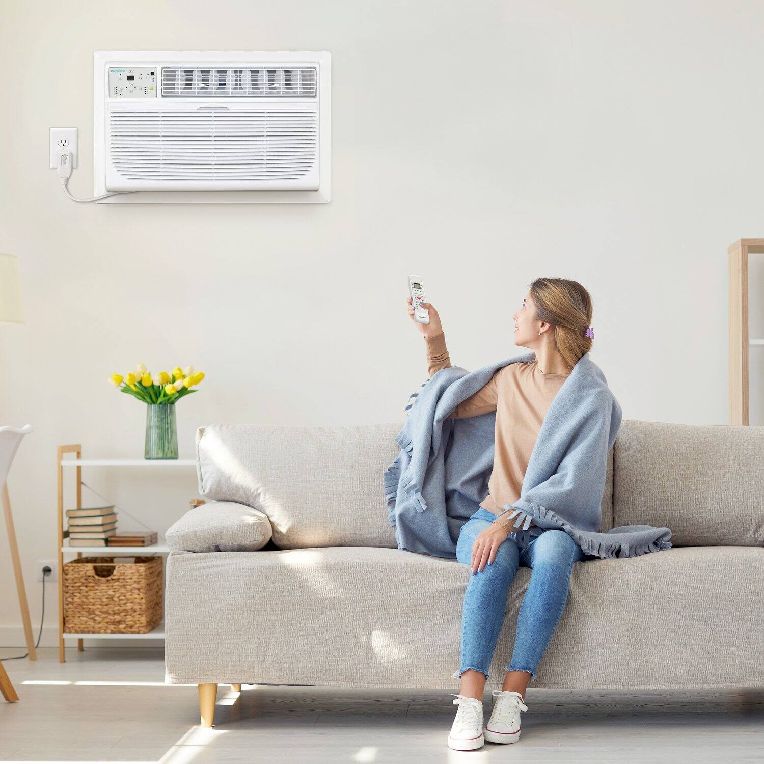 Alt View 23. Keystone - 10,000 BTU 450 Sq. Ft. 230V Through-the-Wall Air Conditioner with 10,600 BTU Supplemental Heat Function - White.