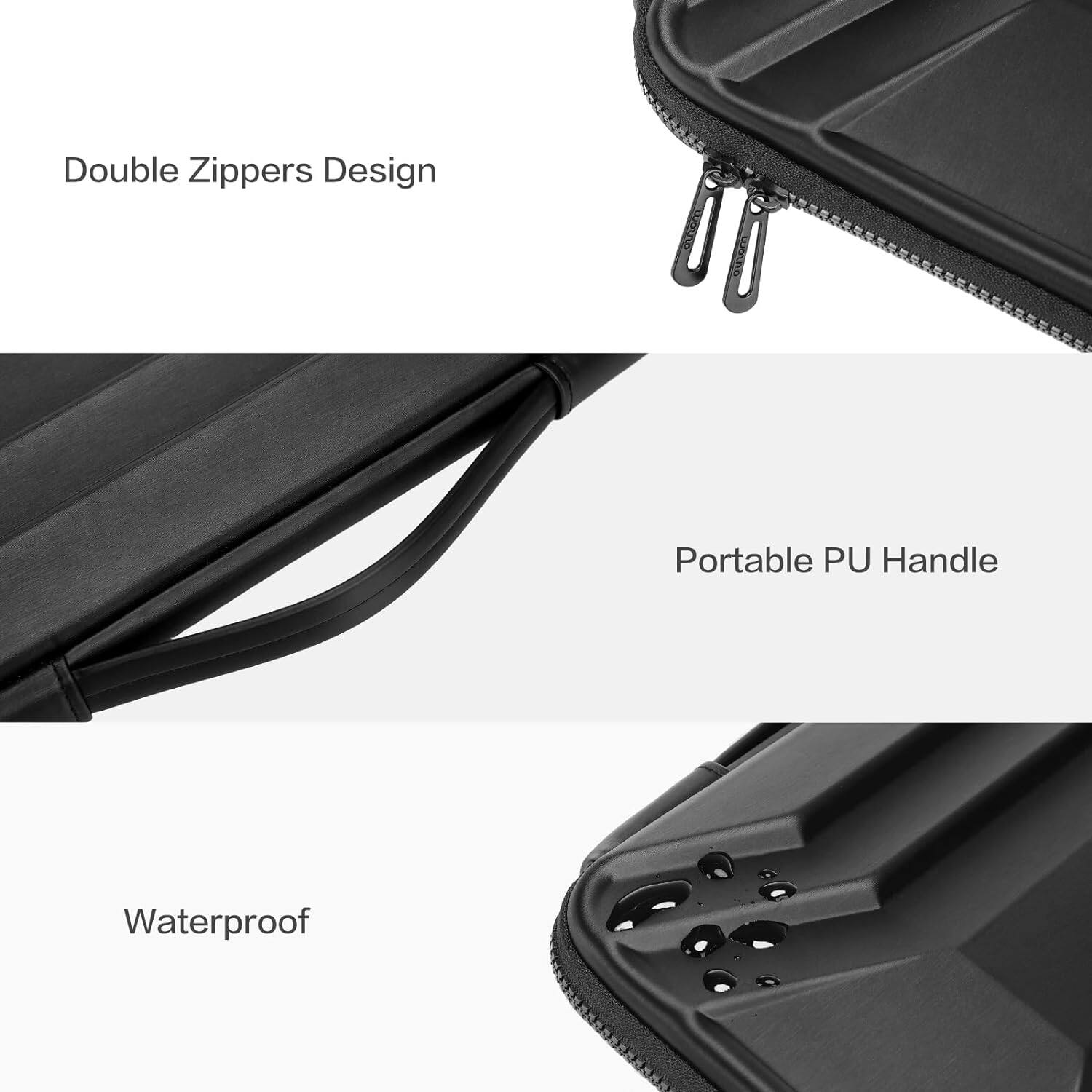 Double Zippers Design  
Portable PU Handle  
Waterproof