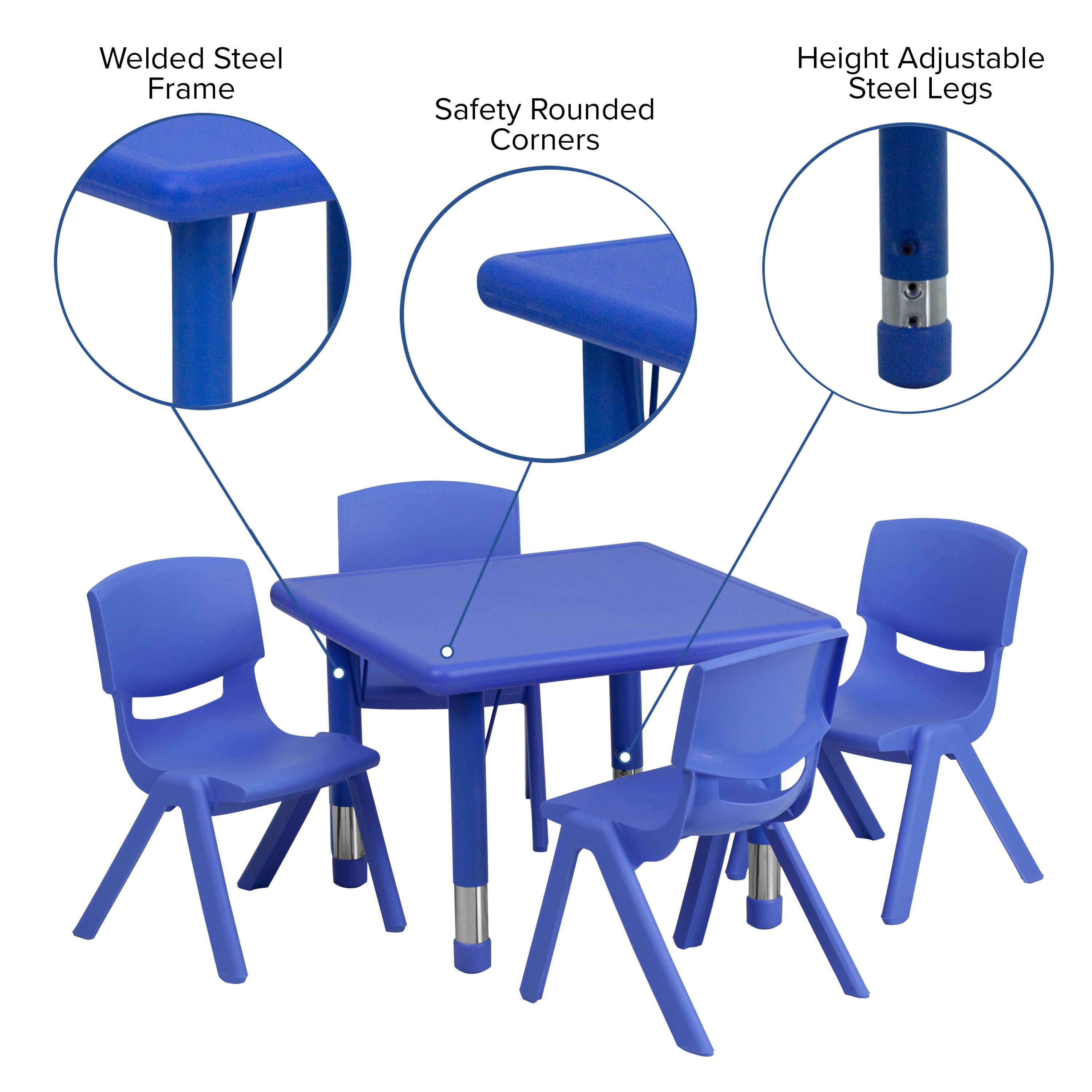 Alt View 14. Alamont Home - 24" Square Plastic Height Adjustable Activity Table Set with 4 Chairs - Blue.