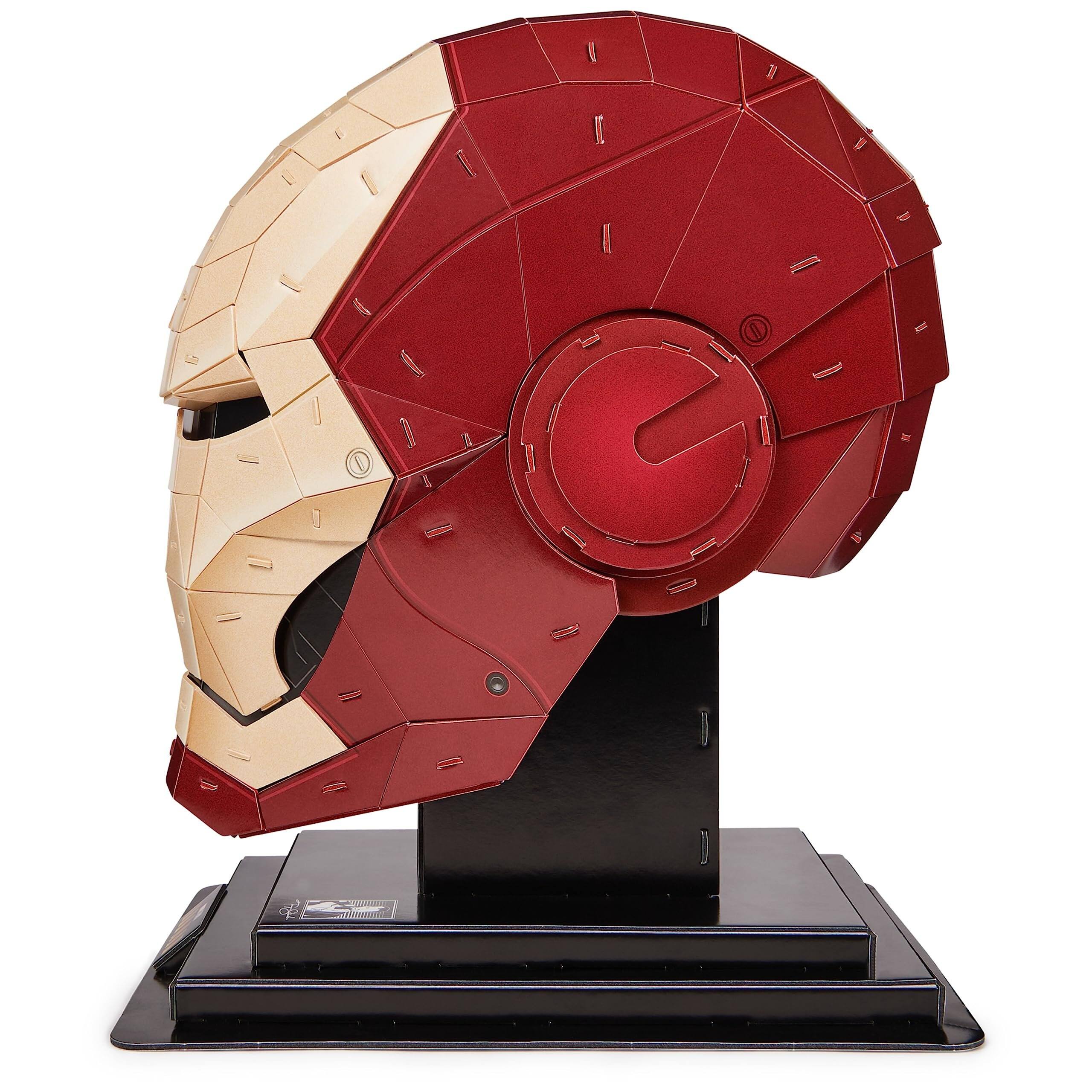 Alt View 4. Spin Master - 4D Build Marvel Iron Man Helmet 3D Puzzle Model Kit with Stand, 96 Pieces No Glue DIY Ages 12+ - Multicolour.