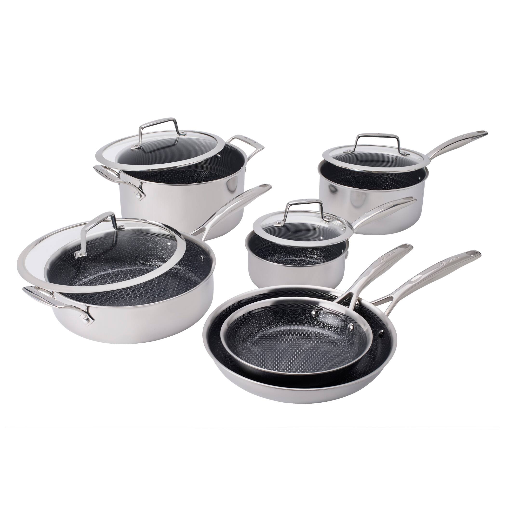 Alt View 1. Henckels - Henckels Paradigm Ceramic 10-pc Stainless Steel Dual Performance Cookware Set - Stainless Steel.