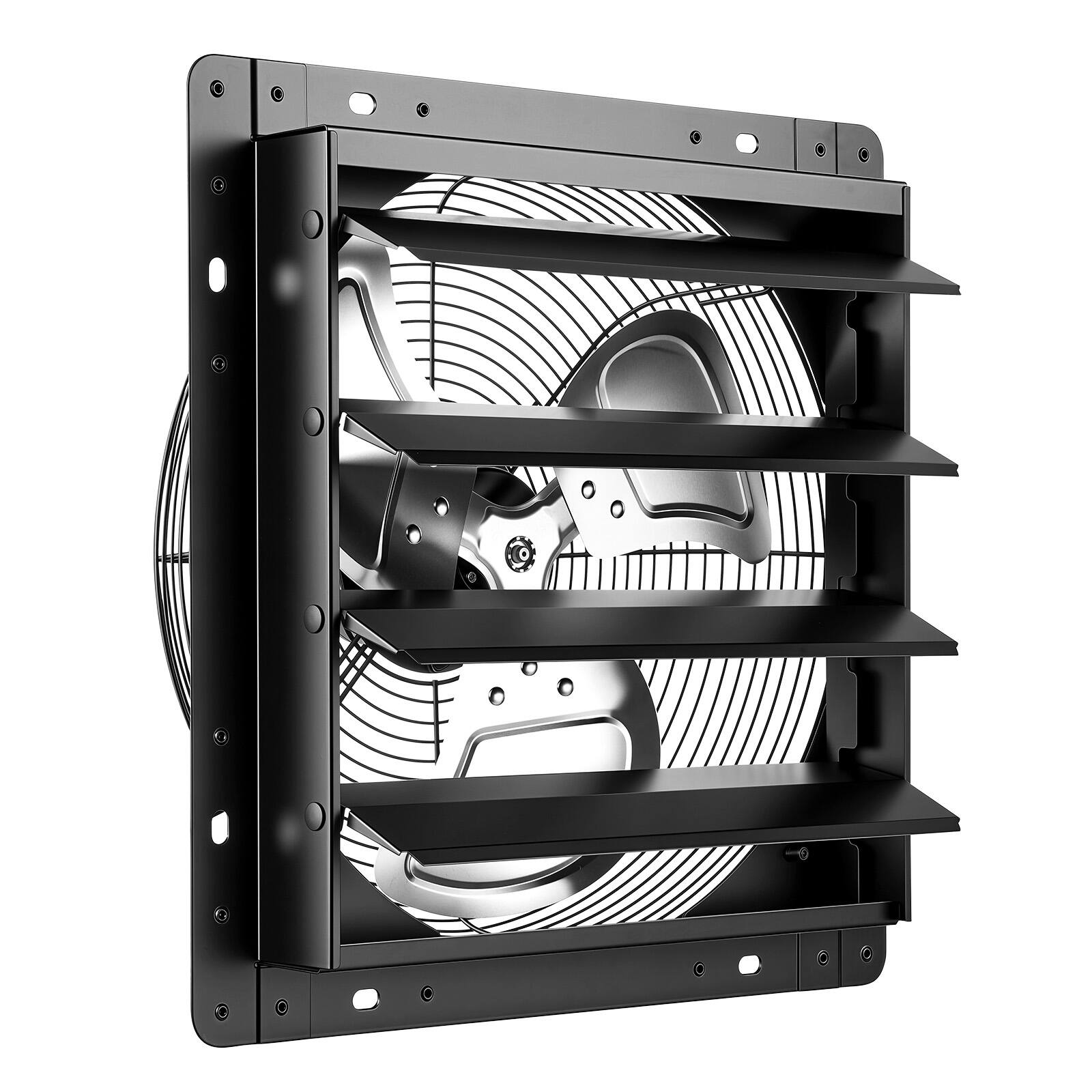 Alt View 5. VEVOR - 14 Inch Shutter Exhaust Fan Wall Mounted Automatic Louvers EC Motor, Steel Housing, Temperature & Humidity Controller - Black.