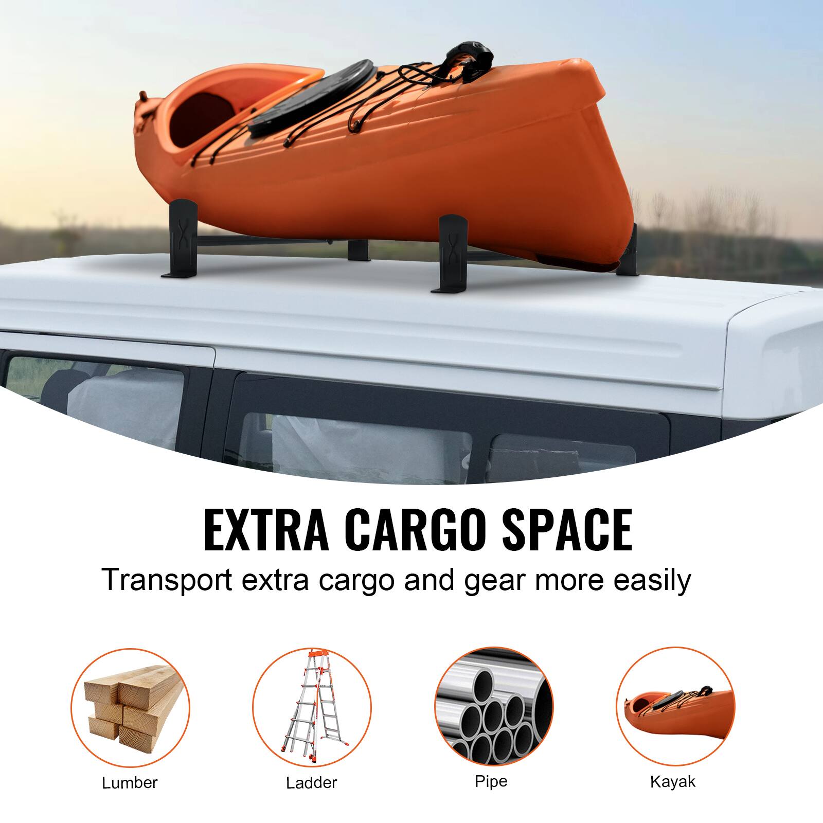 EXTRA CARGO SPACE  
Transport extra cargo and gear more easily  
Lumber  
Ladder  
Pipe  
Kayak