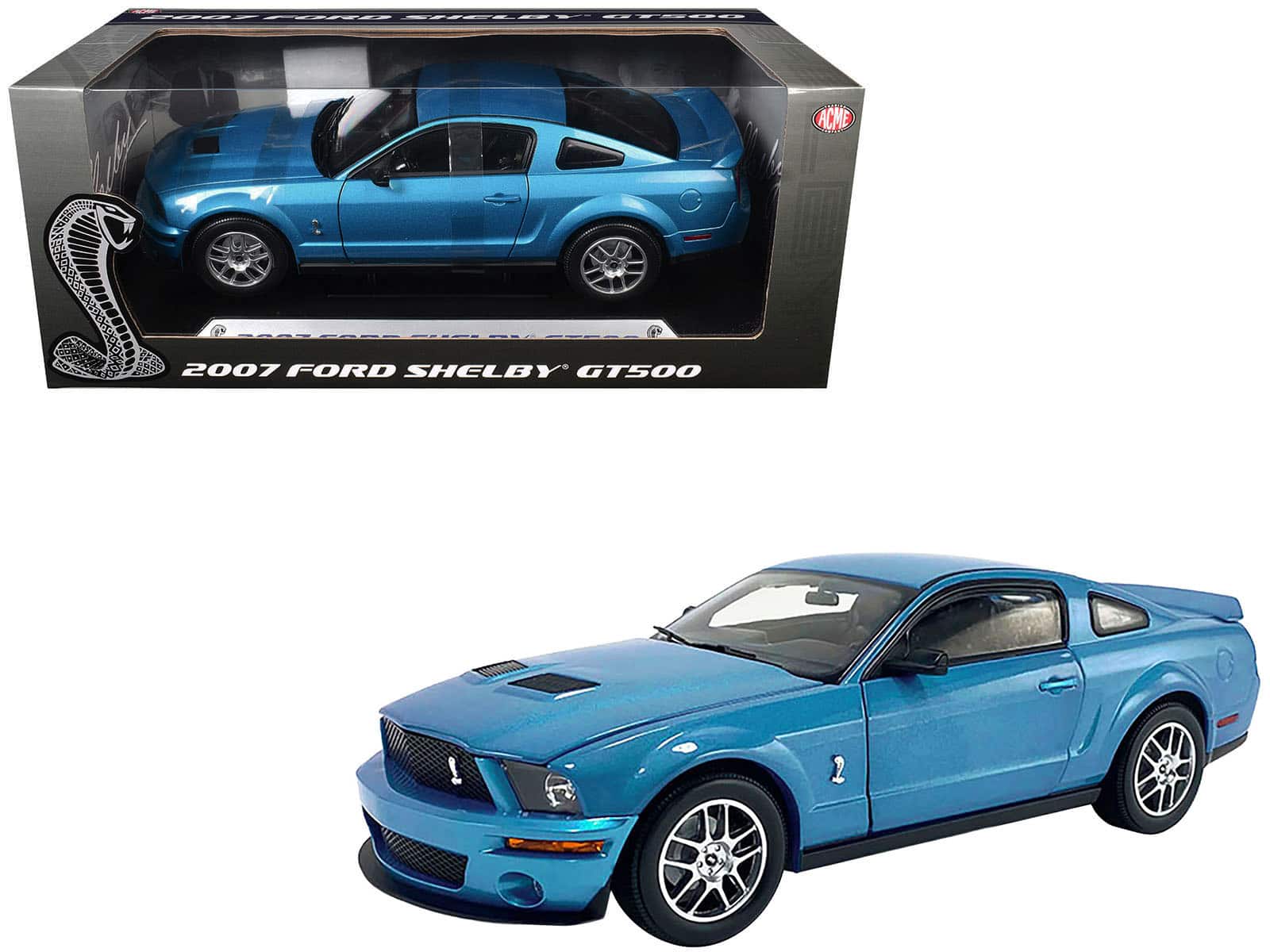 "2007 Ford Shelby GT500 Windveil Blue Metallic ""Shelby Collectibles"" Series 1/18 Diecast Model Car by ACME" price history on PriceWatchPro
