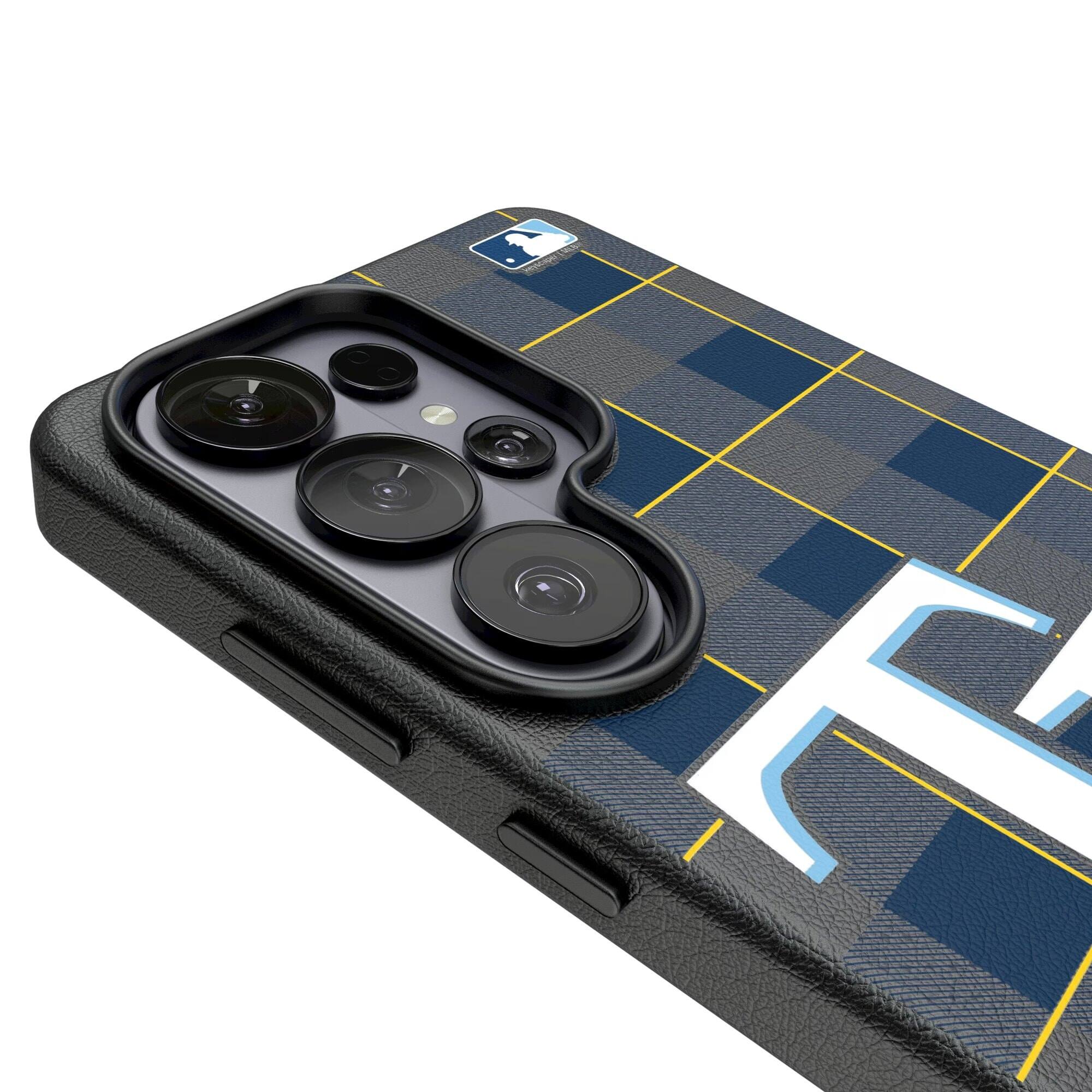 Alt View 2. Keyscaper - Tampa Bay Rays Plaid Galaxy Magnetic Bump Case - S24 Ultra - Black.