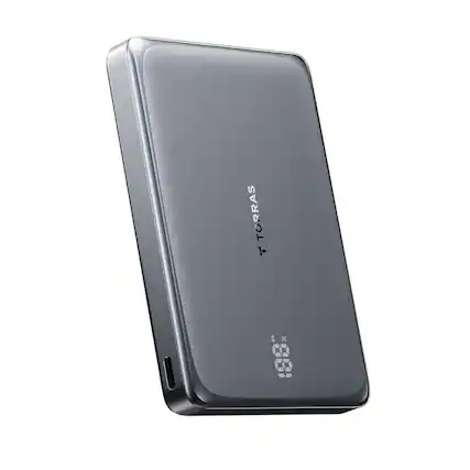 Front. TORRAS - TORRAS Minimag Pro 10,000mAh Magnetic Wireless Power Bank – 15W Qi2/Magnetic Compatible Ultra-Slim 8.4mm Portable Charge.