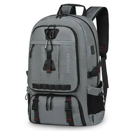 Unique Bargains - 45L Expandable Travel Backpack with Shoe Compartment, TSA Approved Carry On, Fits 18" Laptop, Water-Resistant - Gray