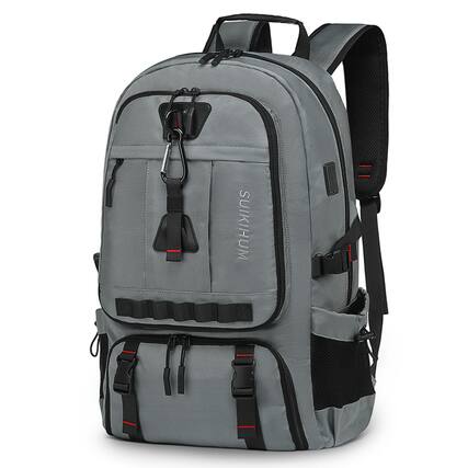Front. Unique Bargains - 45L Expandable Travel Backpack with Shoe Compartment, TSA Approved Carry On, Fits 18" Laptop, Water-Resistant - Grey.