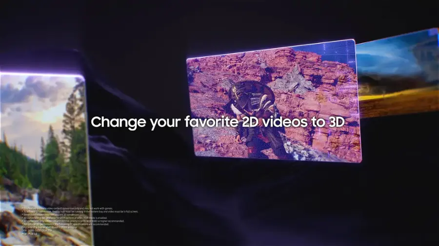 Change your favorite 2D videos to 3D. Structure supports video content conversion only and may not work with games. To activate 3D conversion, Reality Hub must be running in the System tray, and the video must be full screen. Some video players may not support 3D conversion. 3D conversion is not available for VR content. When HDR mode is enabled, 3D conversion is only supported with NVIDIA graphics cards RTX 3080 or higher. For optimal performance, the following PC specifications are recommended: CPU: Intel Core i7 10700K or AMD Ryzen 7 5800X or higher, GPU: NVIDIA RTX 3080 or higher.