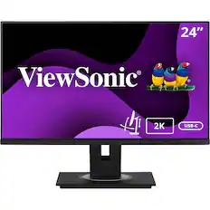 Front. ViewSonic - VG2455-2K 24" IPS QHD Monitor (USB-C, HDMI, DisplayPort) - Black.