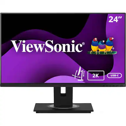 Front. ViewSonic - VG2455-2K 24" IPS QHD Monitor (USB-C, HDMI, DisplayPort) - Black.