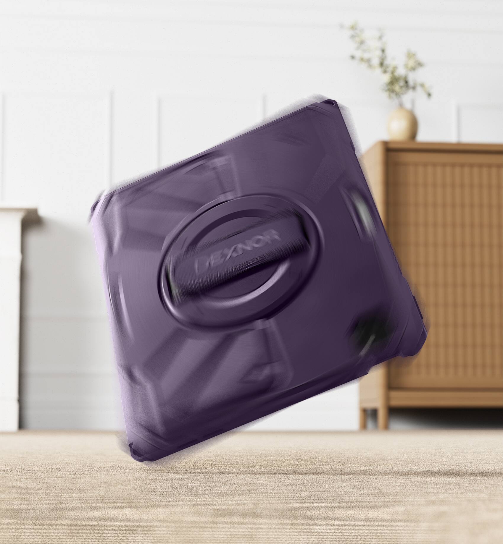 Angle. Dexnor - for iPad Pro 12.9 inch 6th/5th/4th/3rd Gen Rugged Case with 360° Rotating Hand Strap, Pencil Holder Shockproof Cover - Phantom Purple.