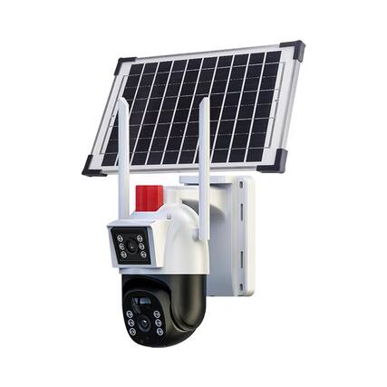 Front. Cluzine - Dual Lens Solar Security Camera, 360° PTZ,PIR Detection,Color Night Vision for Outdoor.
