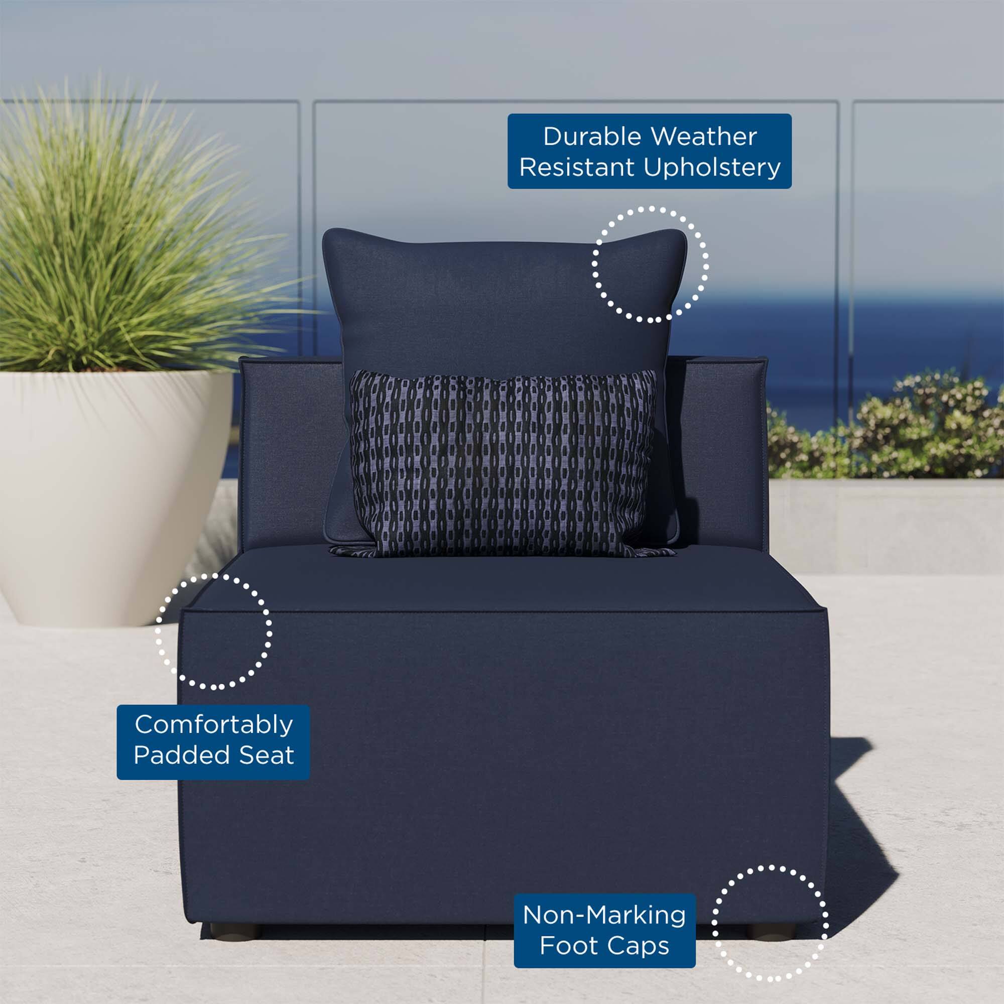 Durable Weather Resistant Upholstery  
Comfortably Padded Seat  
Non-Marking Foot Caps