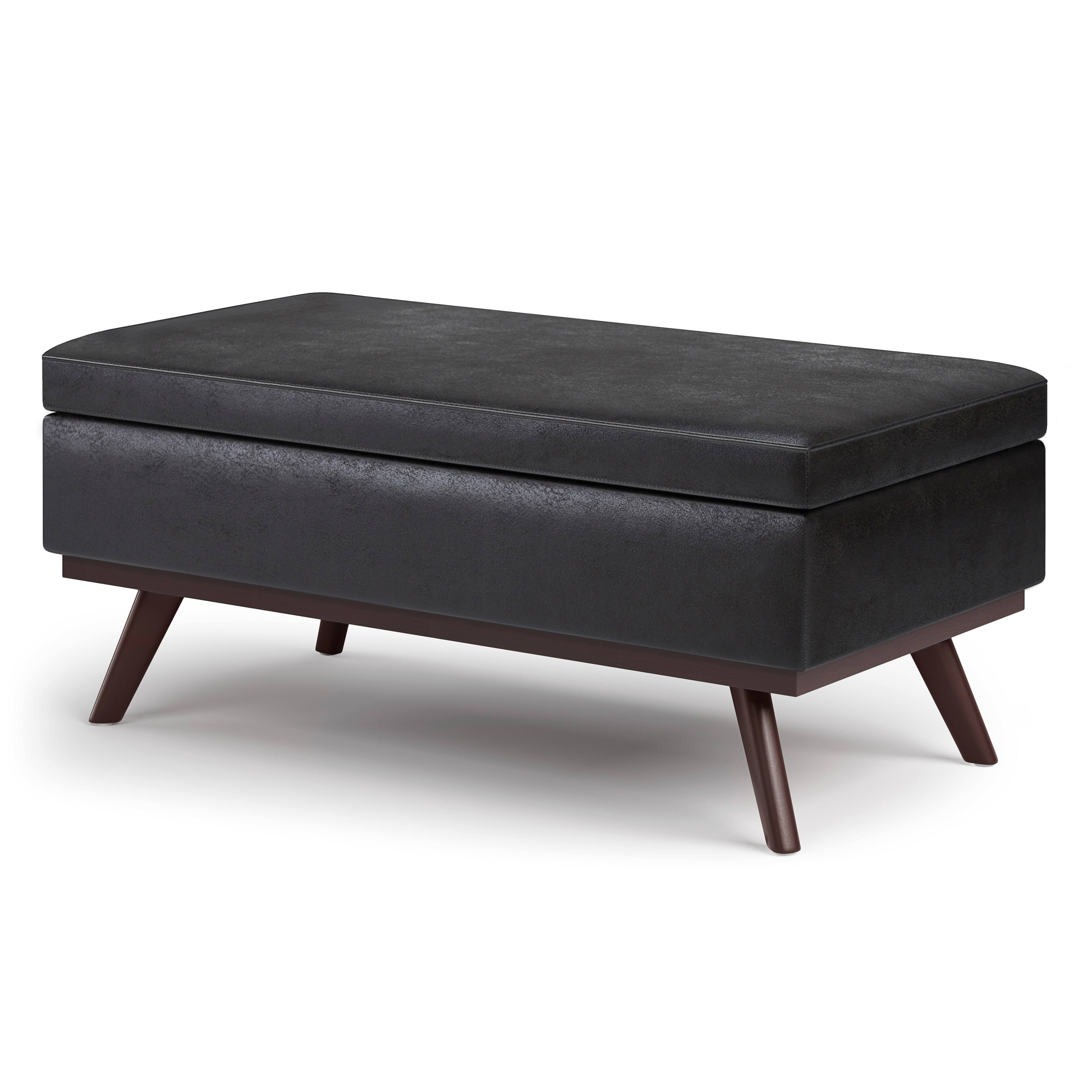 Left. Simpli Home - Owen Lift Top Large Coffee Table Storage Ottoman - Distressed Black.
