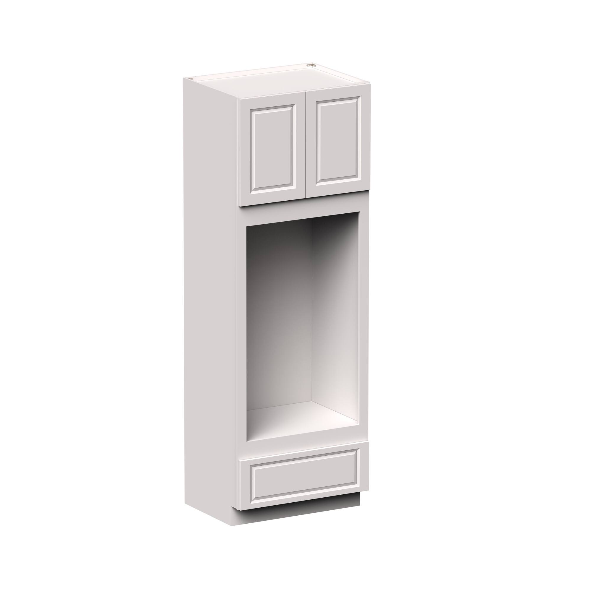 Angle. Boyel Living - 33-in W x 96-in H x 27-in D Shaker Double Oven Tall Kitchen Cabinet with Drawer - Glacier White.
