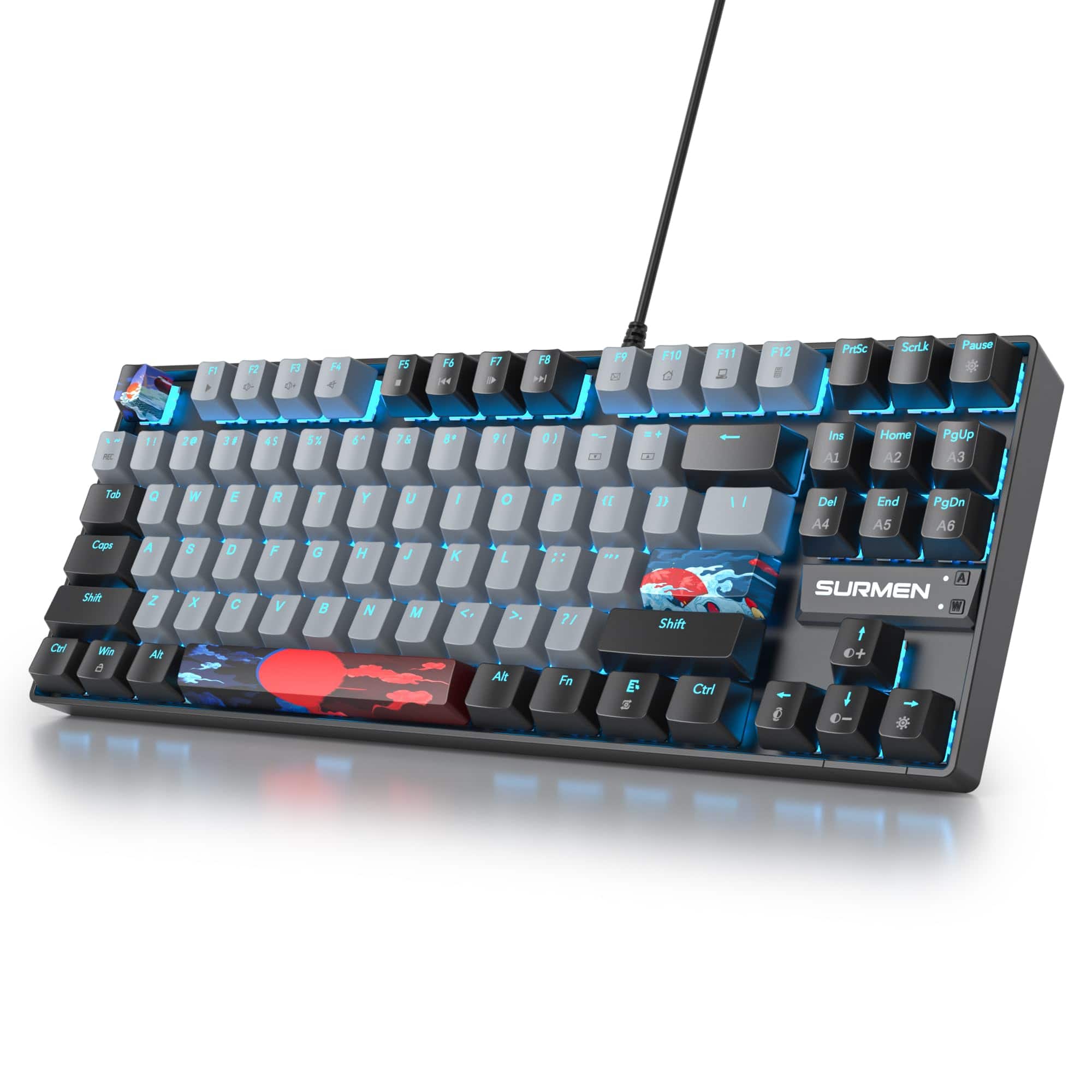 Live At Space - Wired 65% Mechanical Gaming With Blue 60% Ultra Compact Rgb Backlit Keys N-key Rollover For Pc Ps5 Xbox 【Portable 65% - Grey/ 87 Red Switch