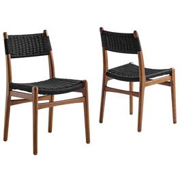 Wynn Rope and Wood Dining Side Chairs Set of 2 by Modway - Black