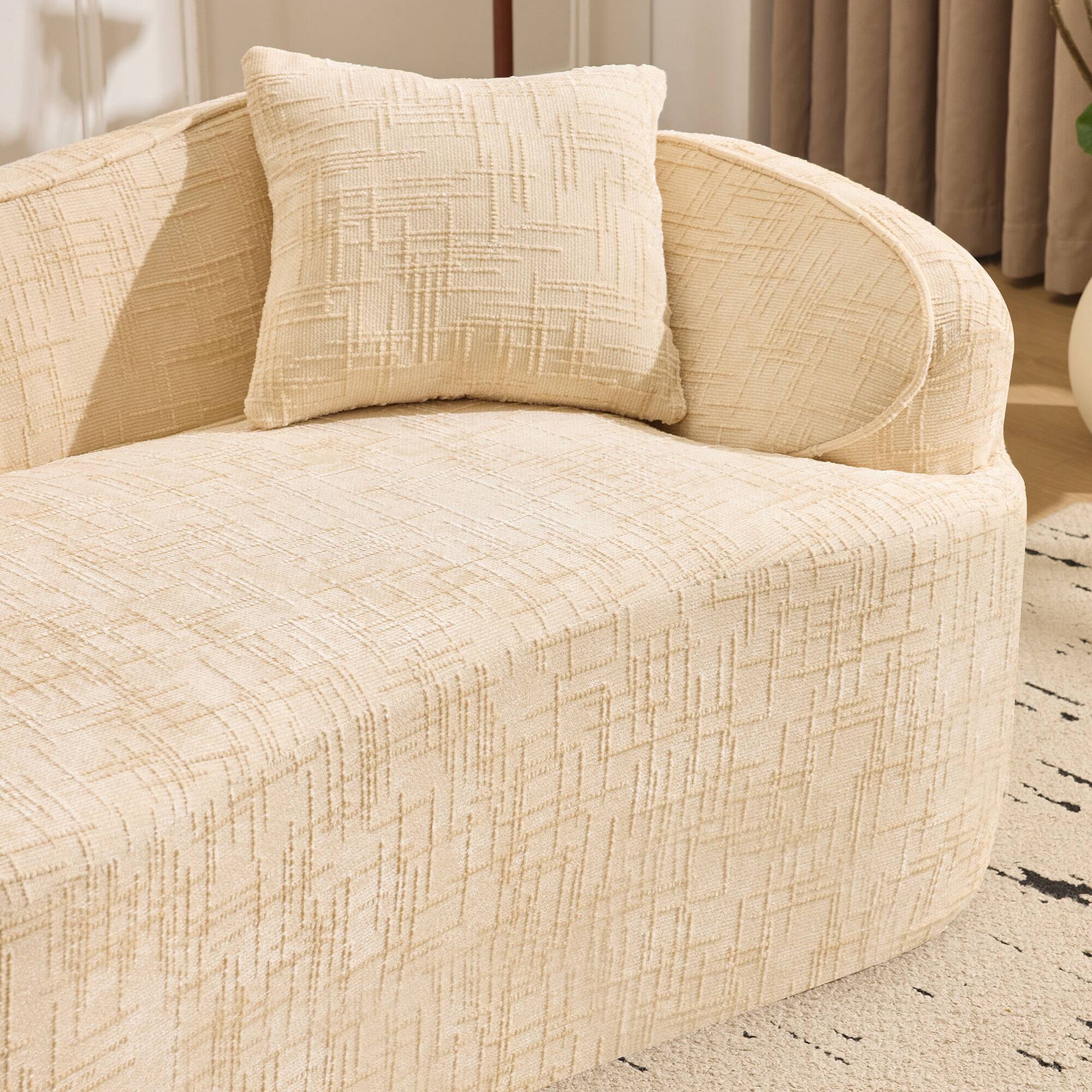 Alt View 4. GOODSILO - Curved Two-Person Compression Sofa with Pillows for Small Spaces - Beige.