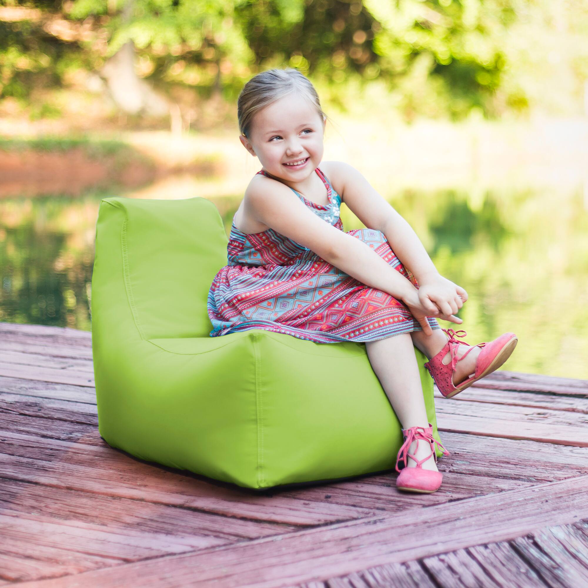 Back. Jaxx - Jaxx Juniper Jr Outdoor Kids Bean Bag Chair / Childrens Garden Chair, Lime - Lime.