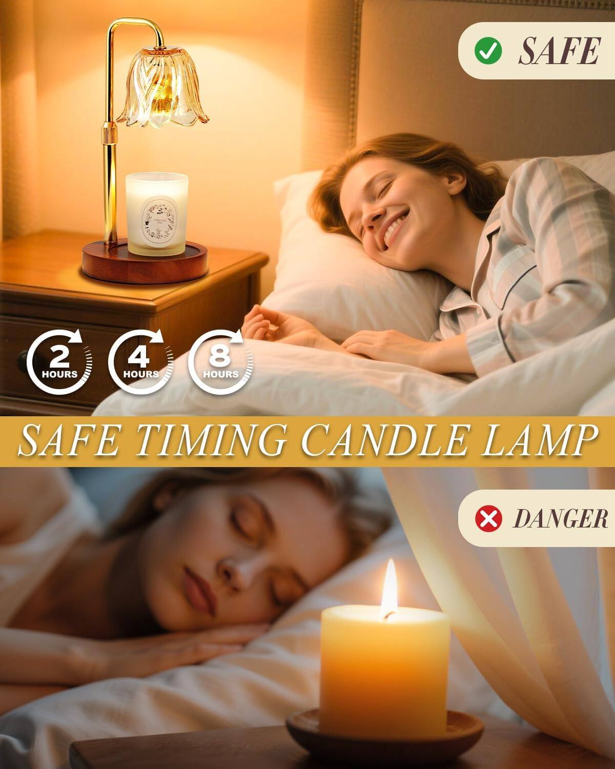 SAFE TIMING CANDLE LAMP

2 HOURS
4 HOURS
8 HOURS

SAFE

DANGER