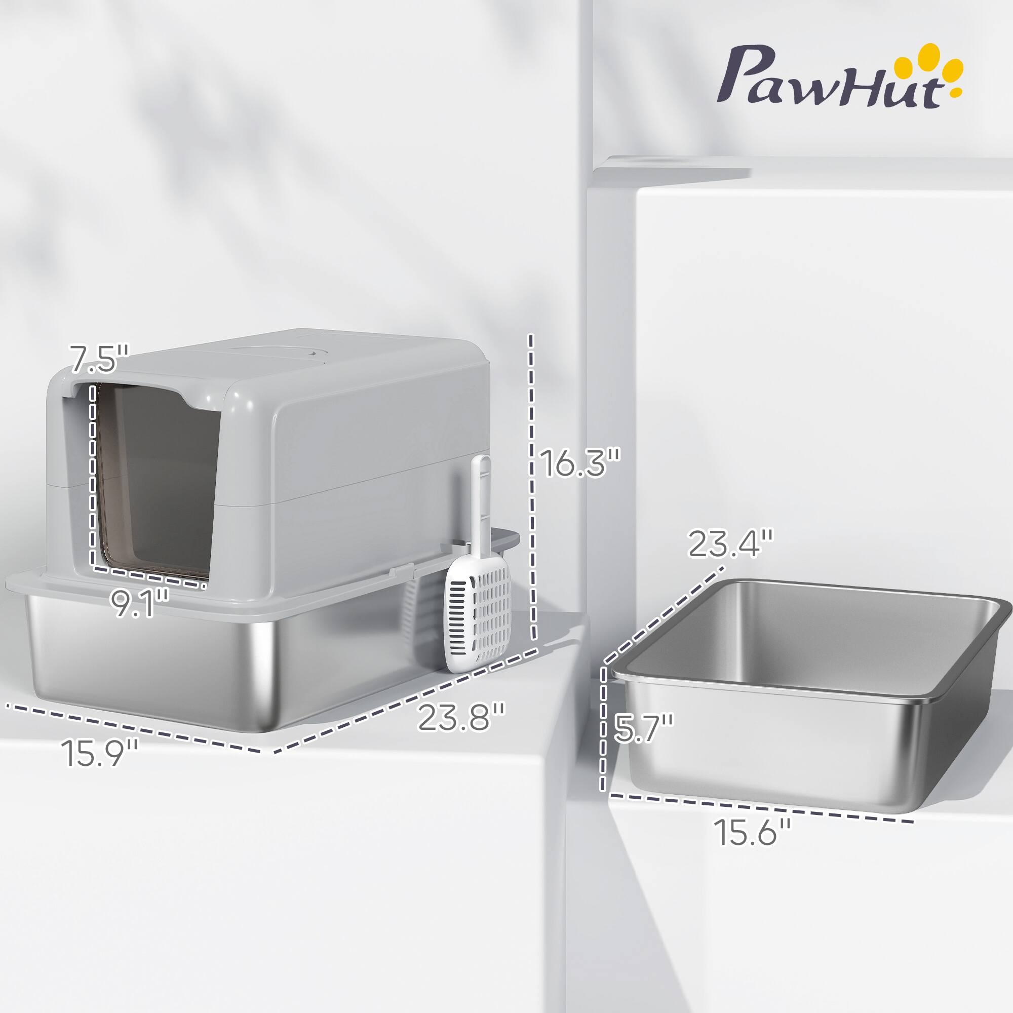 PawHut

7.5"  
16.3"  
9.1"  
23.8"  
15.9"  
23.4"  
5.7"  
15.6"