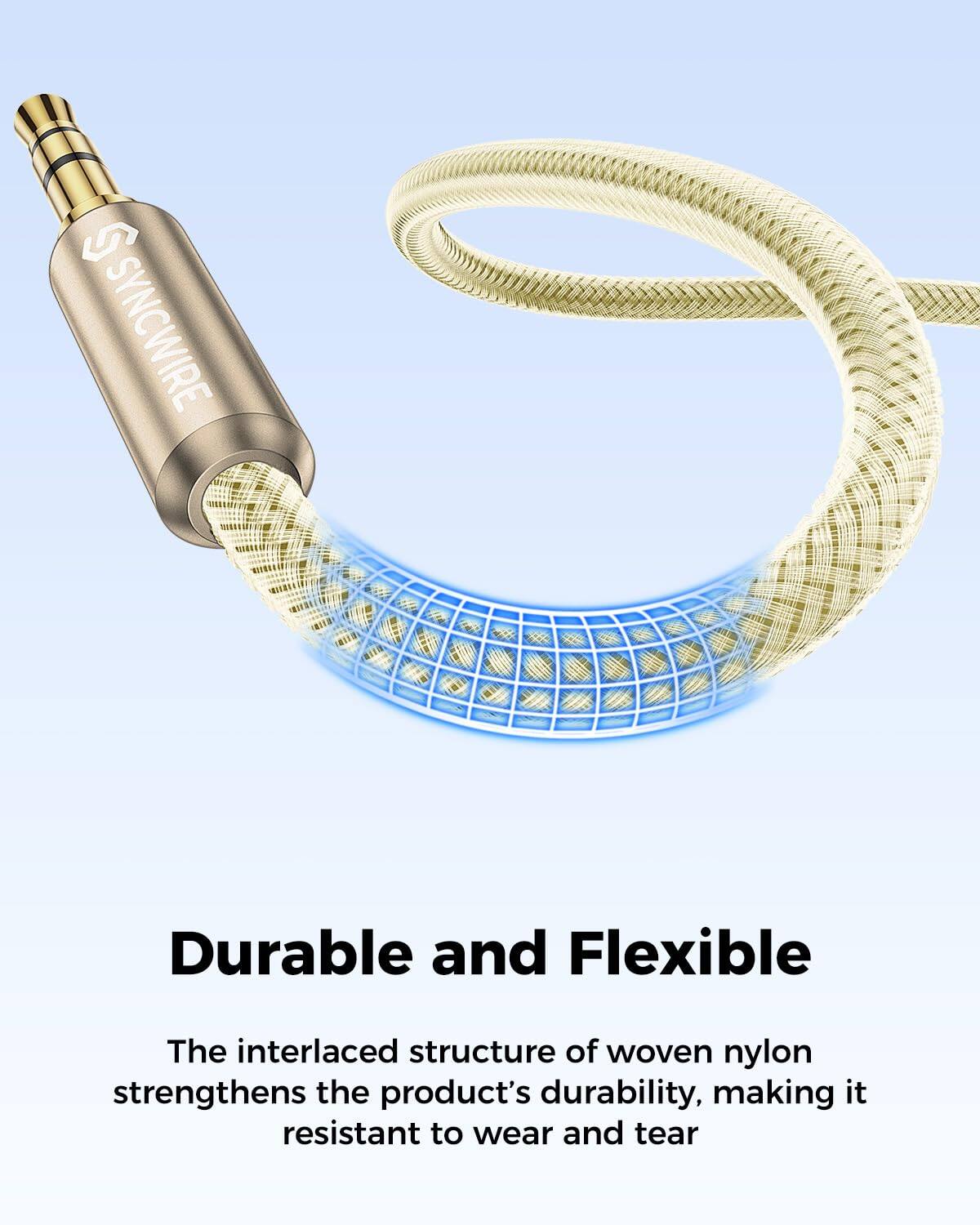 SYNCWIRE

Durable and Flexible

The interlaced structure of woven nylon strengthens the product's durability, making it resistant to wear and tear
