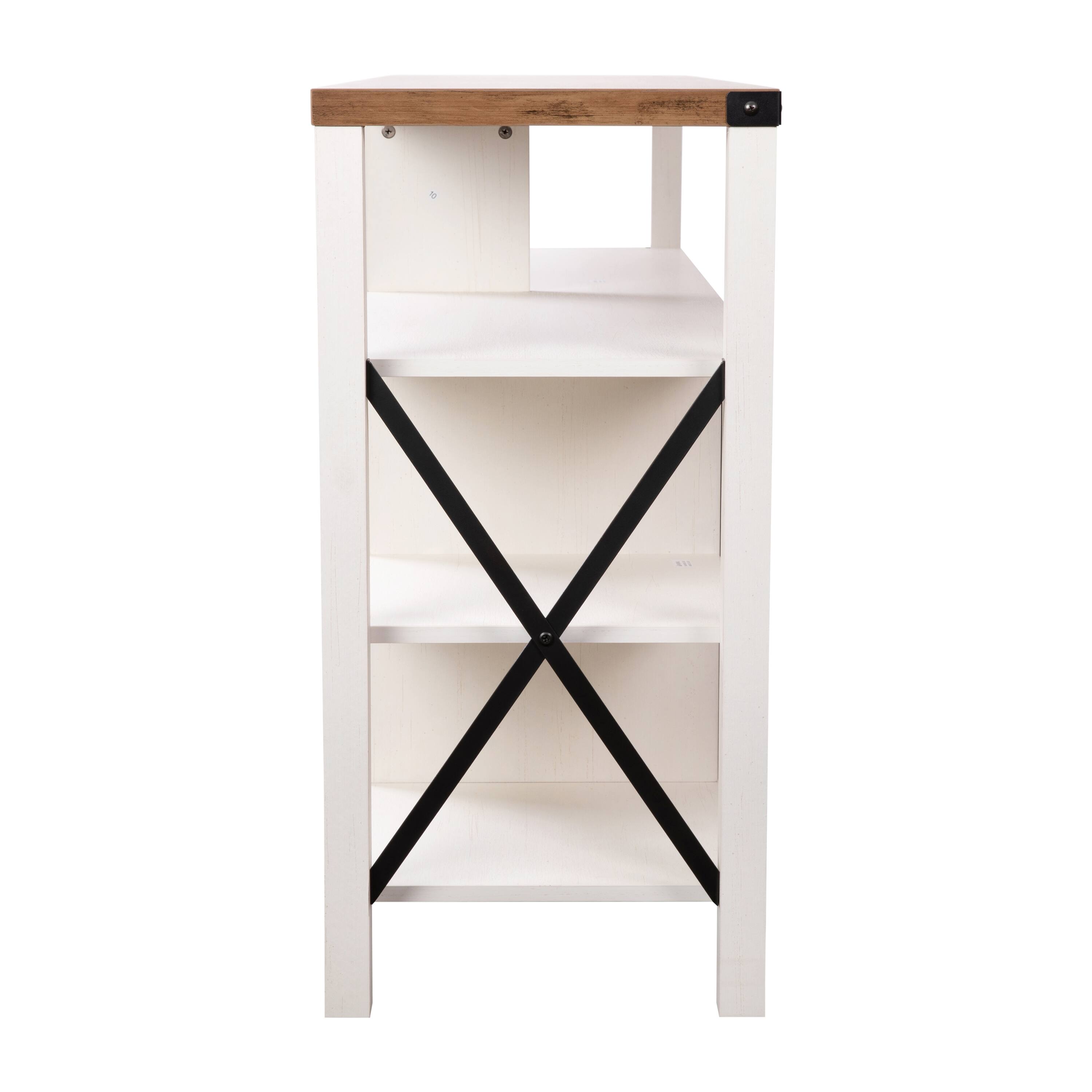 Alt View 8. Emma + Oliver - Marella Modern Rustic Farmhouse Media Console Cabinet with Spacious Open and Closed Storage - White.