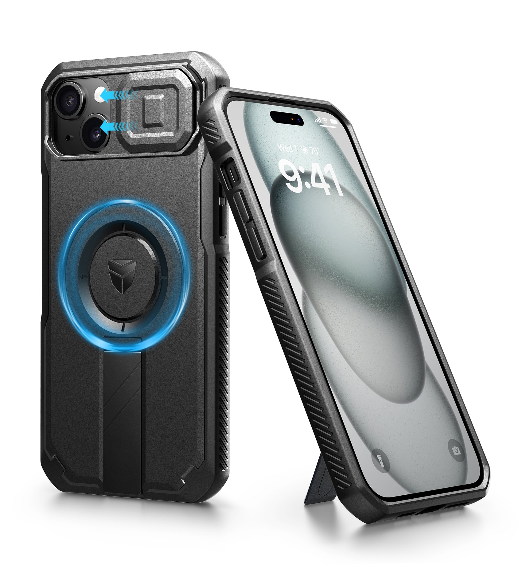 Dexnor - Phone Case for iPhone 14 Plus/15 Plus with Slide Camera Cover, Compatible with MagSafe, Rugged Magnetic Shockproof - Black price history on PriceWatchPro