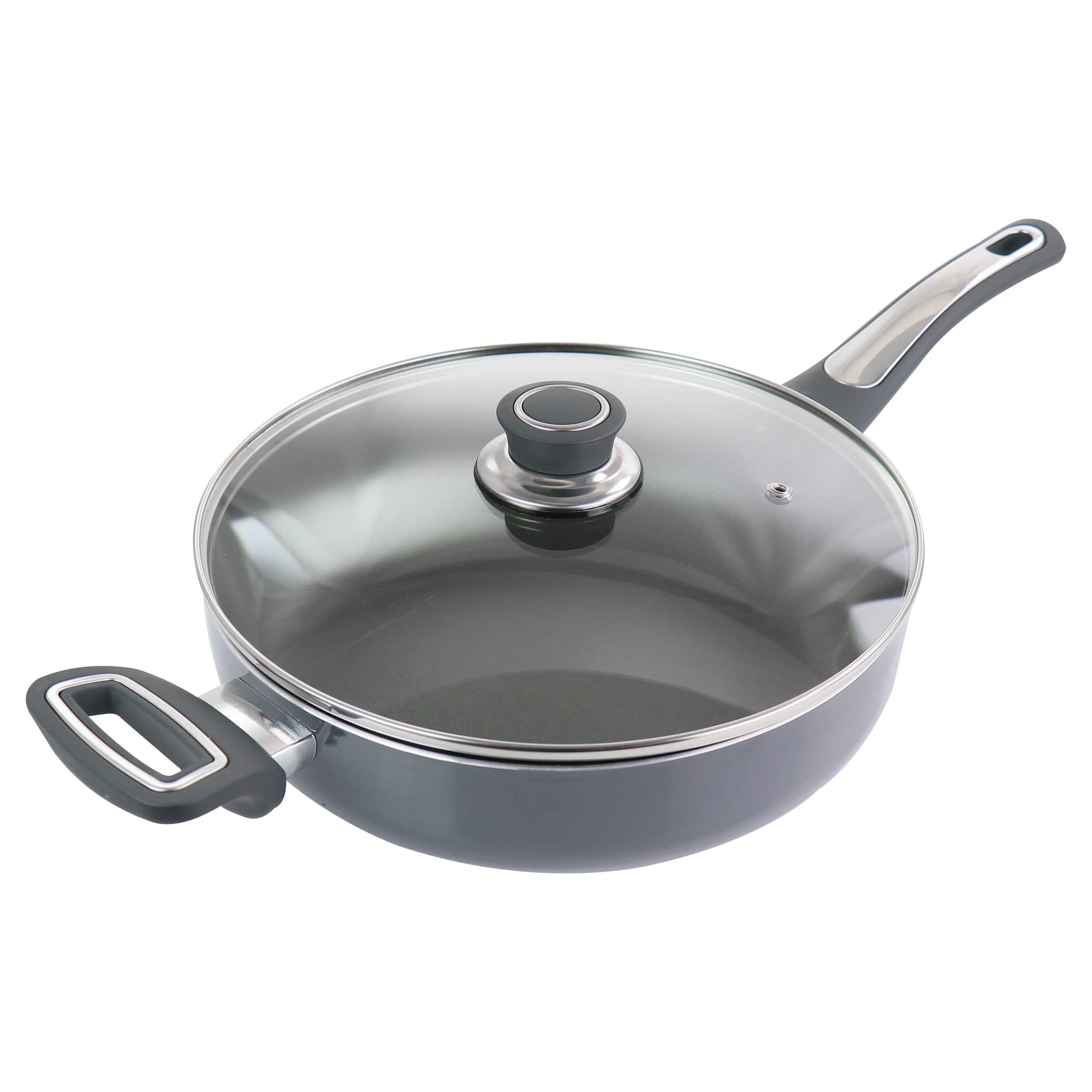 Oster - 3.5 Quart Aluminum Saute Pan with Lid - Silver