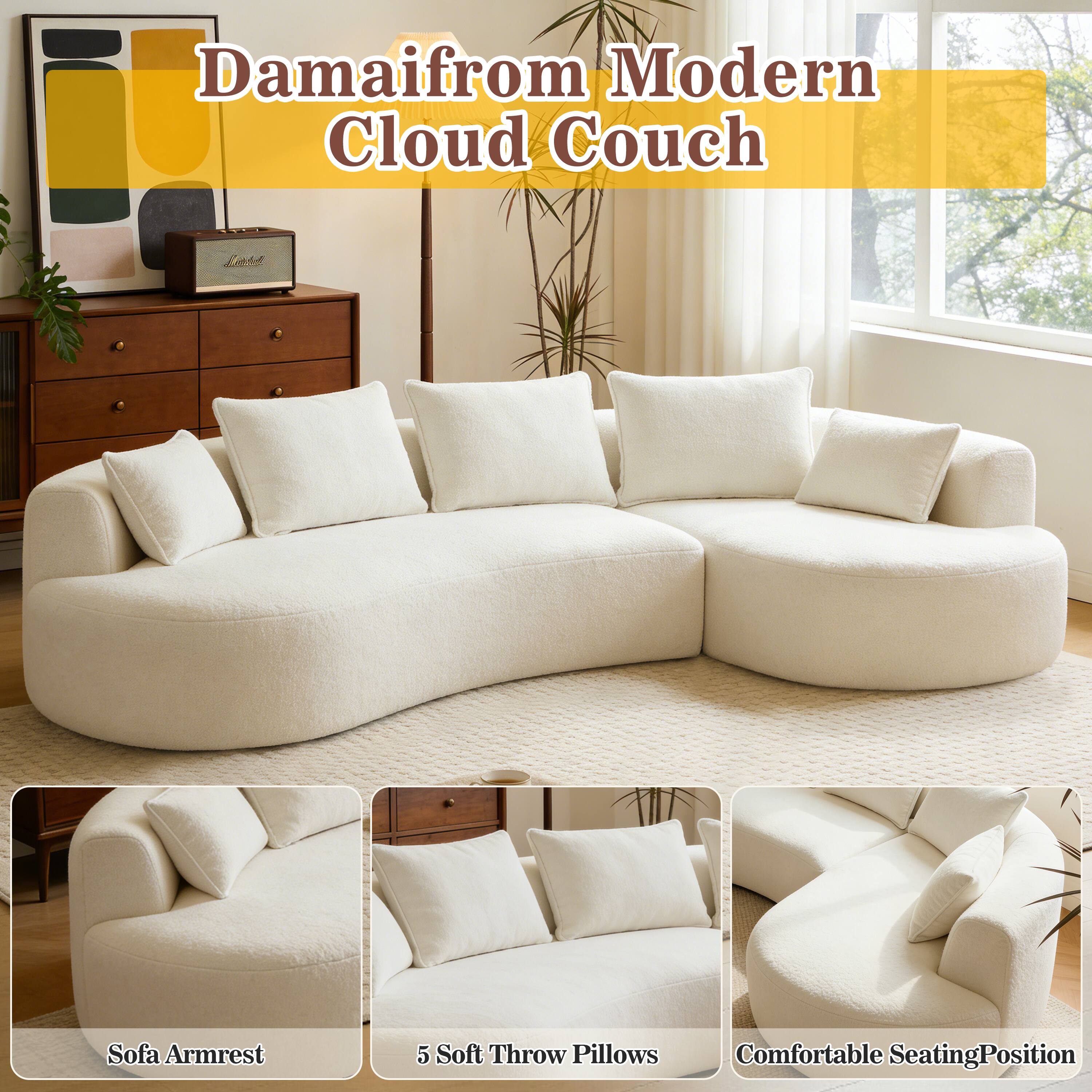 Damaifrom Modern Cloud Couch

- Sofa Armrest
- 5 Soft Throw Pillows
- Comfortable Seating Position