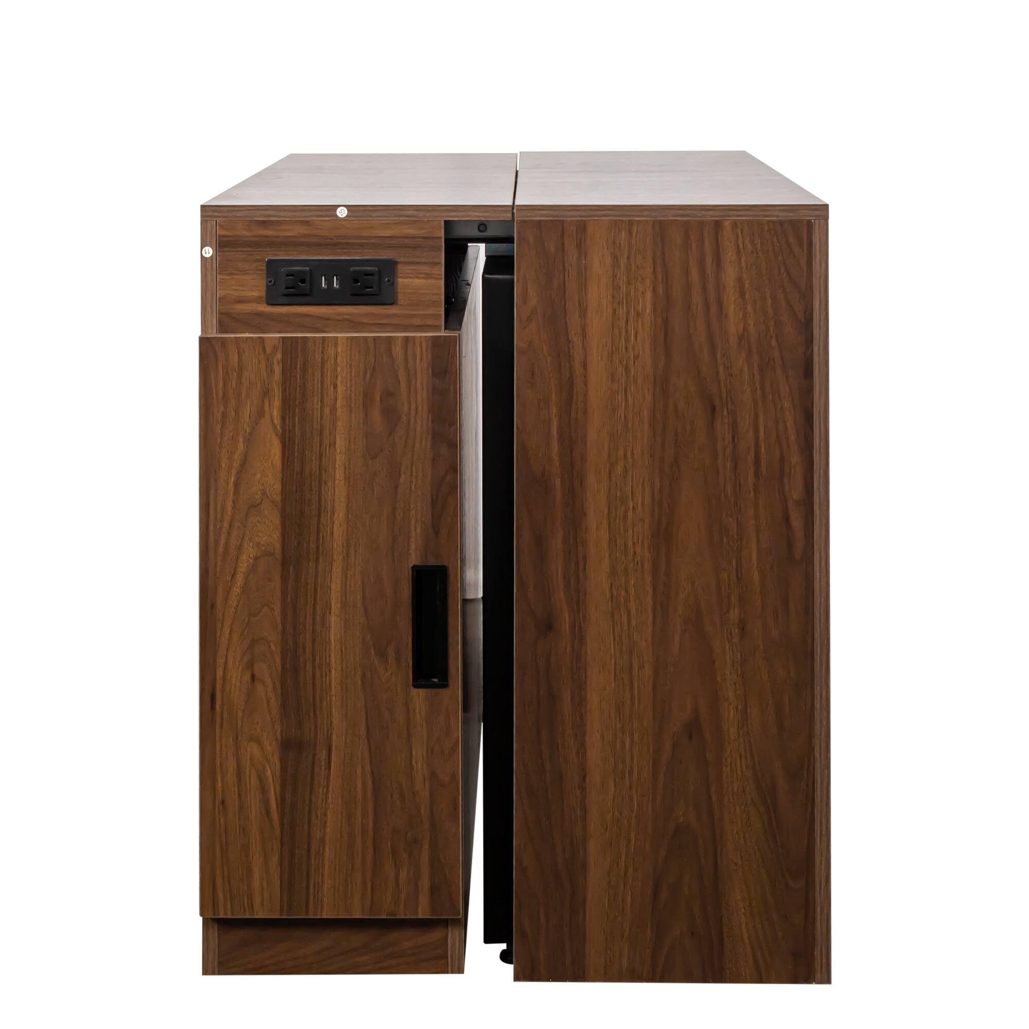 Alt View 8. Tiramisubest - Modern Multifunctional Extendable Dining Table with Outlet, Space Saving Expanding Table with Storage, Walnut - Walnut.