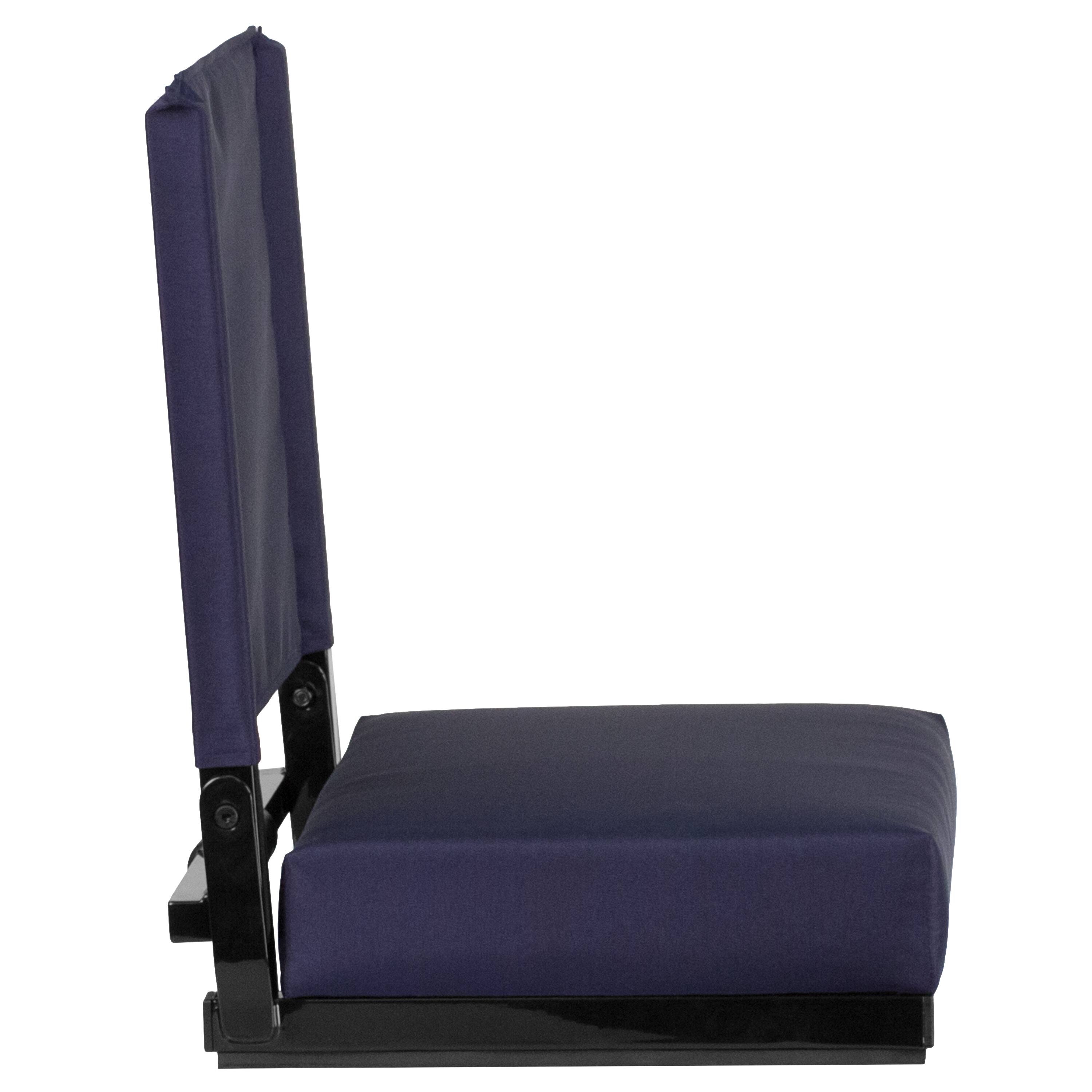 Alt View 7. Emma + Oliver - Set of 2 500 lb. Rated Lightweight Stadium Chair with Ultra-Padded Seat - Navy.