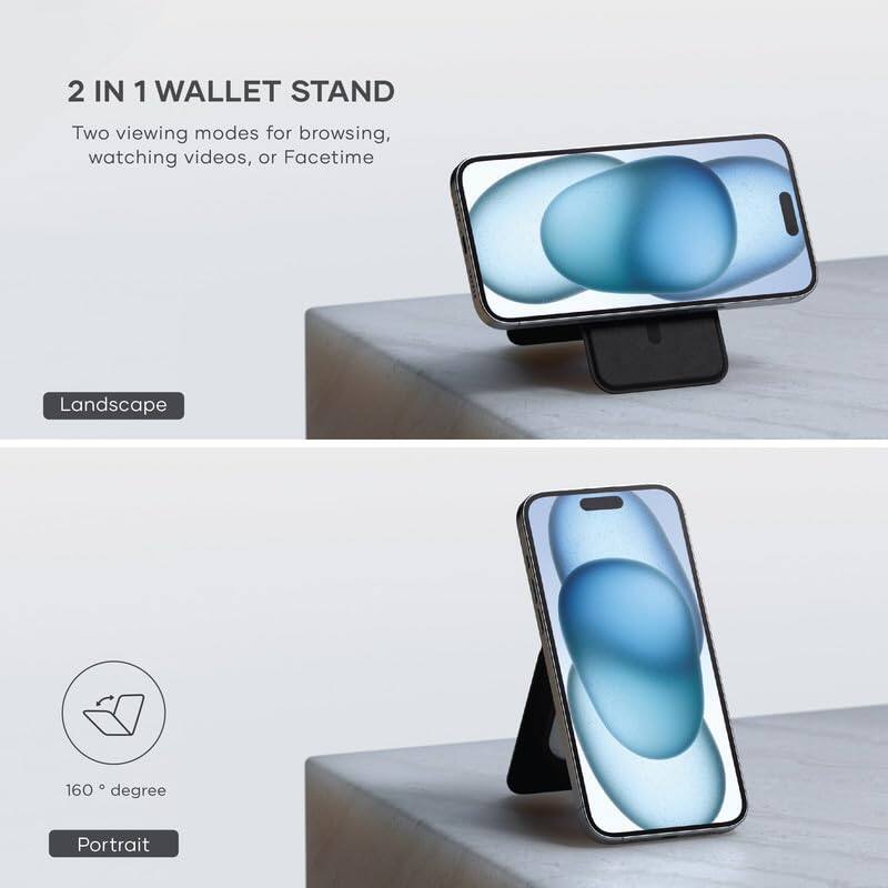 2 IN 1 WALLET STAND  
Two viewing modes for browsing, watching videos, or Facetime  

Landscape  

160° degree  

Portrait