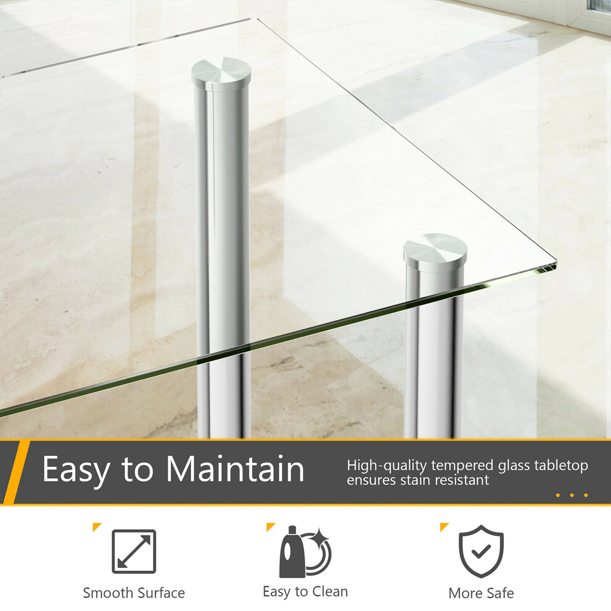 Easy to Maintain

High-quality tempered glass tabletop ensures stain resistant

Smooth Surface
Easy to Clean
More Safe