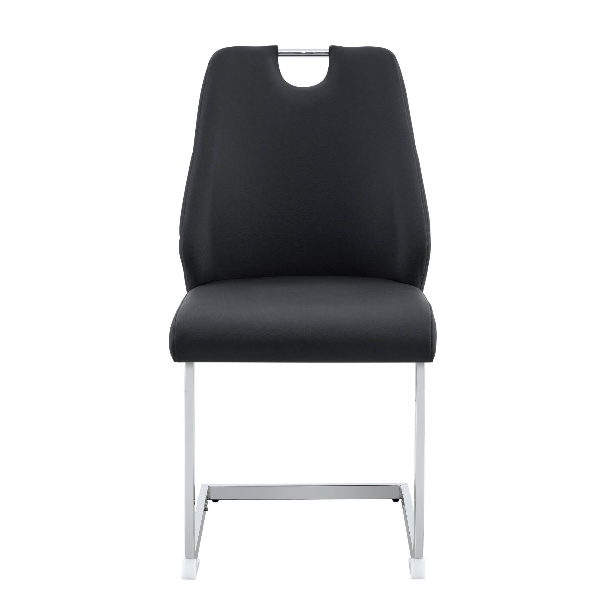 Alt View 2. GOODSILO - Set of 2 Modern Upholstered Dining Chairs with Elegant Metal Accents and High-Resilience Foam Cushions - Black.