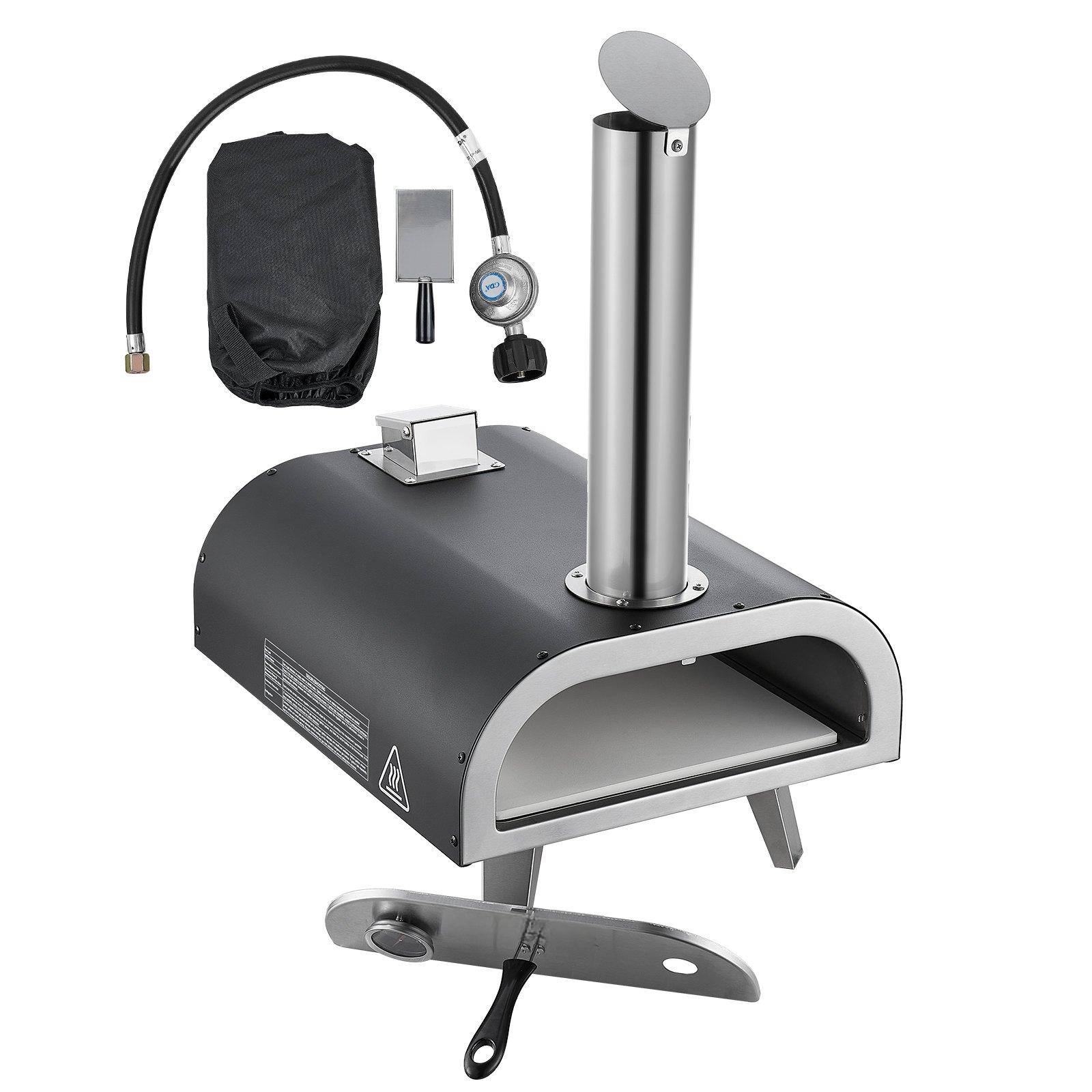 Alt View 8. Glintex - 12in Pizza Oven Outdoor Dual Fuel, Wood Gas Maker with Thermometer for Backyard - Black.